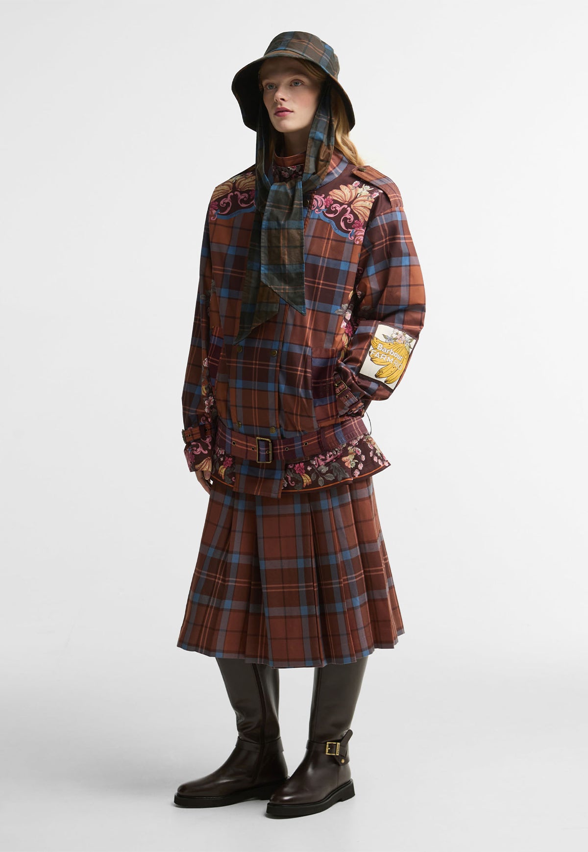 Barbour x Farm Rio Petrea Showerproof Jacket - Tropical Tea Tartan/Banana