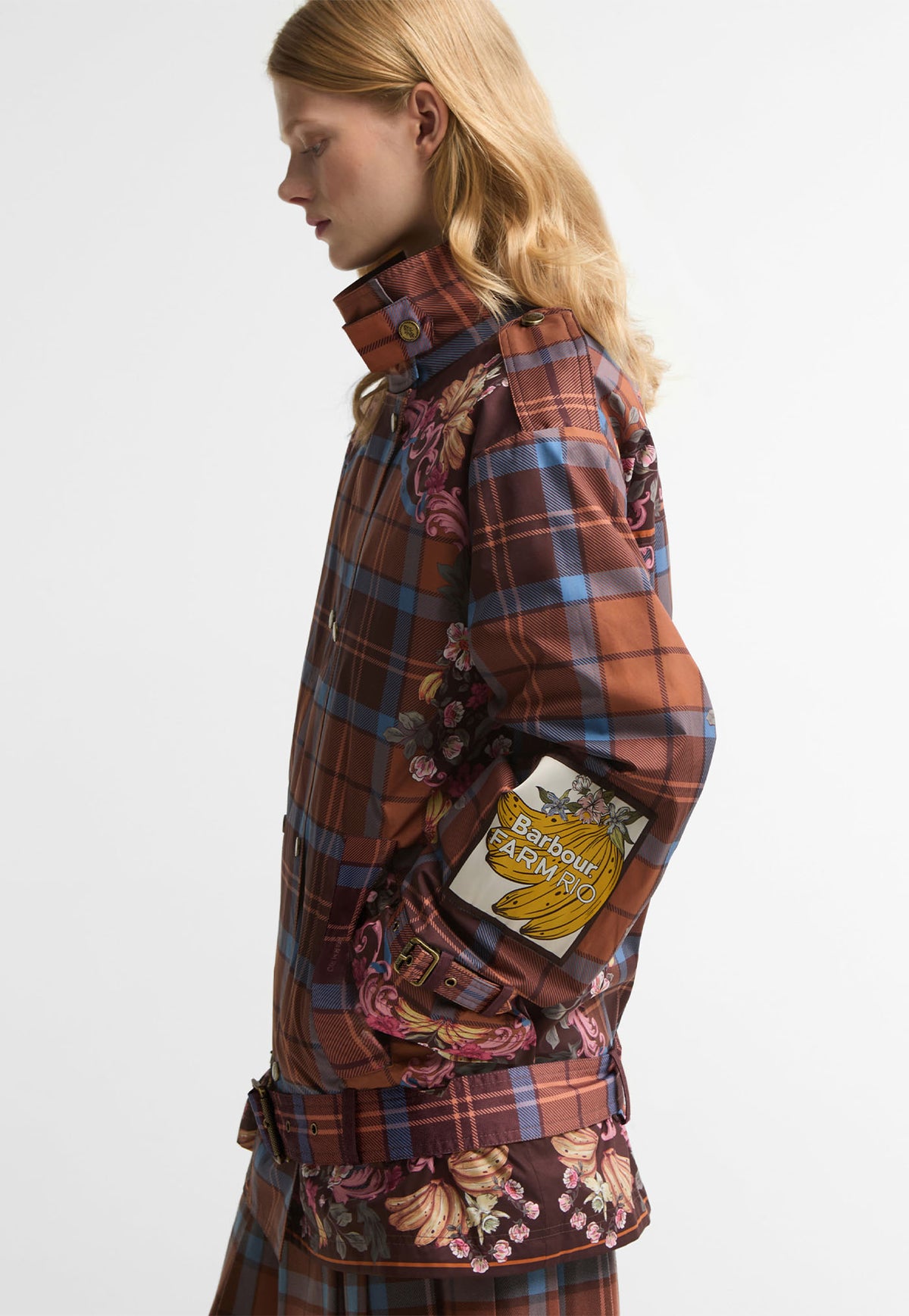 Barbour x Farm Rio Petrea Showerproof Jacket - Tropical Tea Tartan/Banana