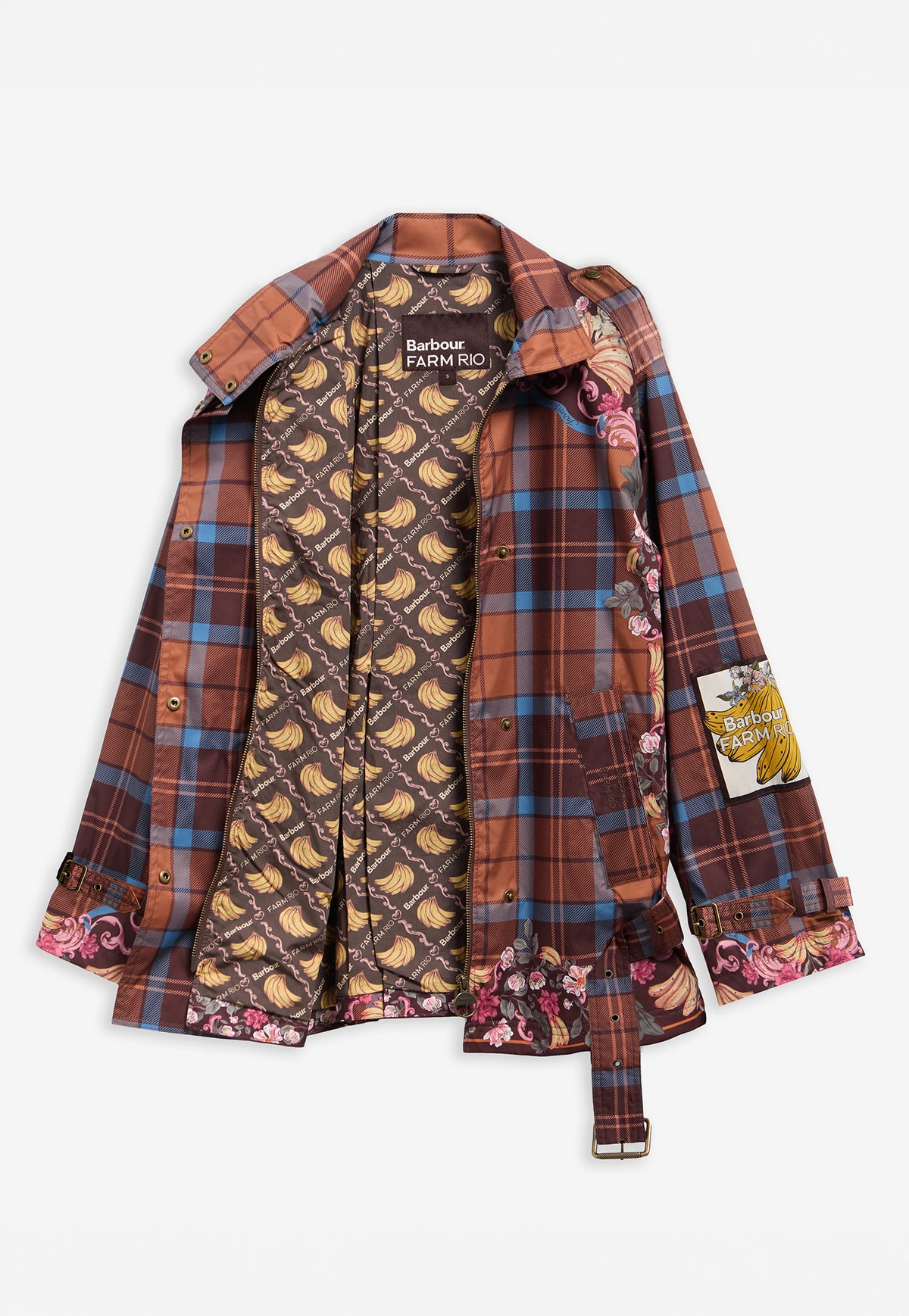 Barbour x Farm Rio Petrea Showerproof Jacket - Tropical Tea Tartan/Banana