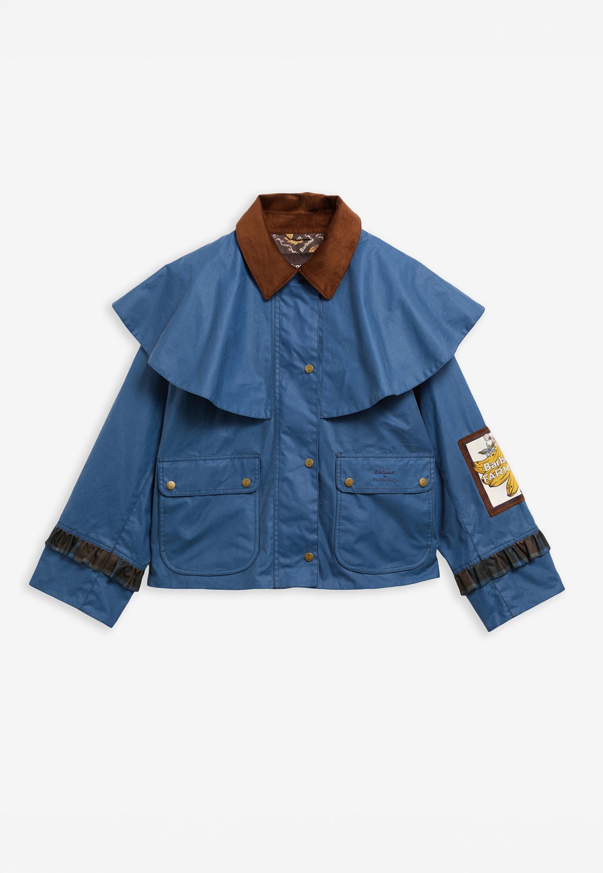 Barbour x Farm Rio Venosa Waxed Jacket - True Navy/Tropical Tea Tartan