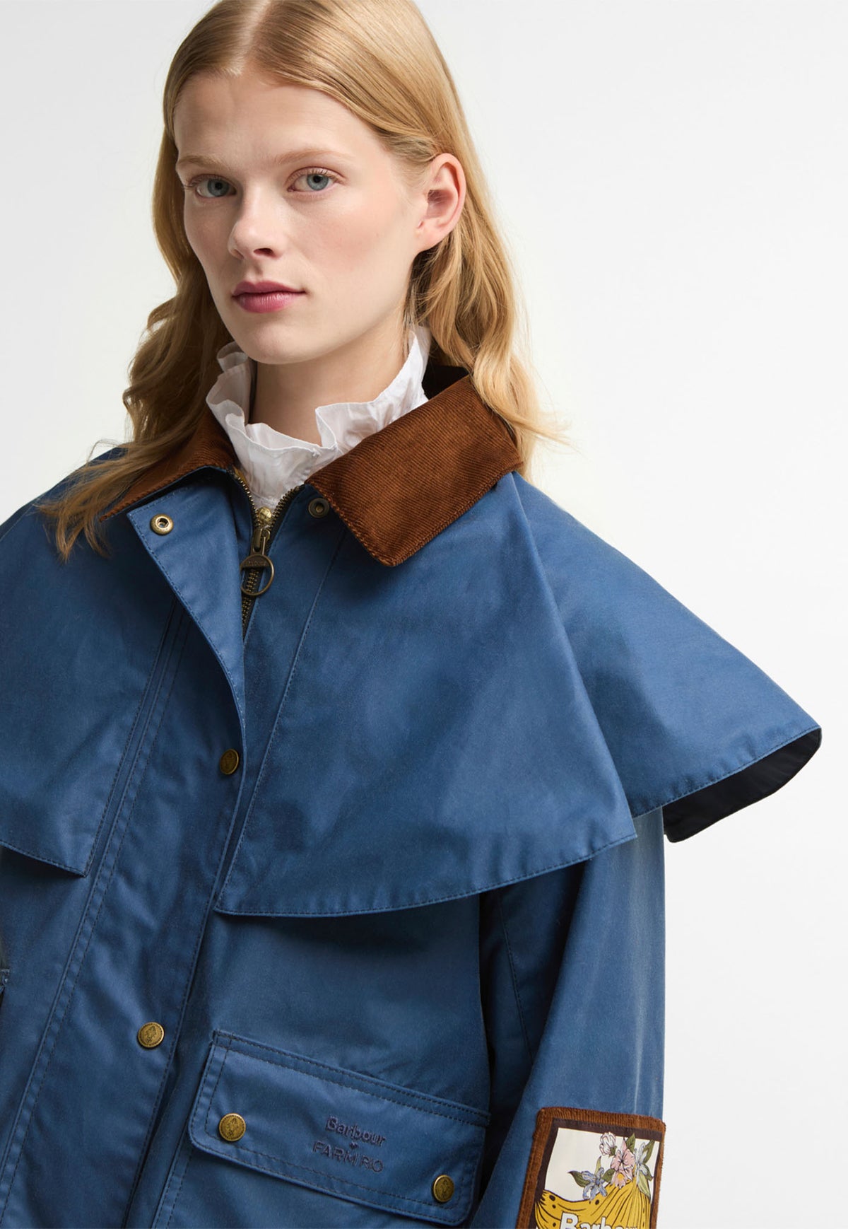Barbour x Farm Rio Venosa Waxed Jacket - True Navy/Tropical Tea Tartan