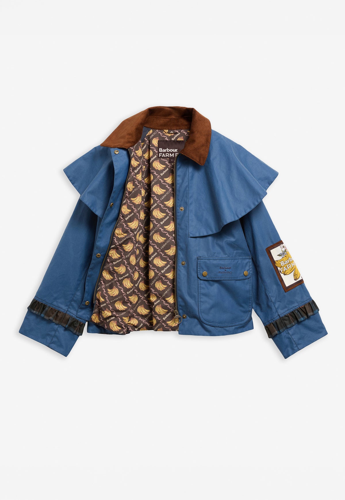 Barbour x Farm Rio Venosa Waxed Jacket - True Navy/Tropical Tea Tartan