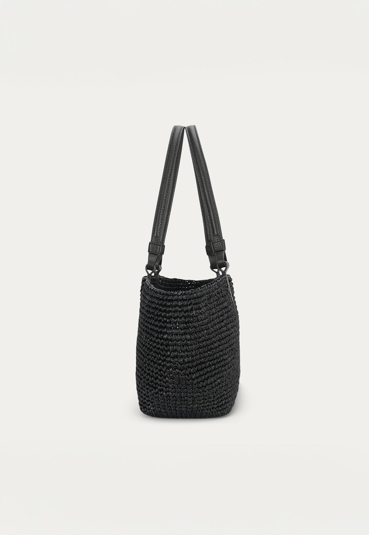 Medium Bandit Tote - Black Raffia/Black