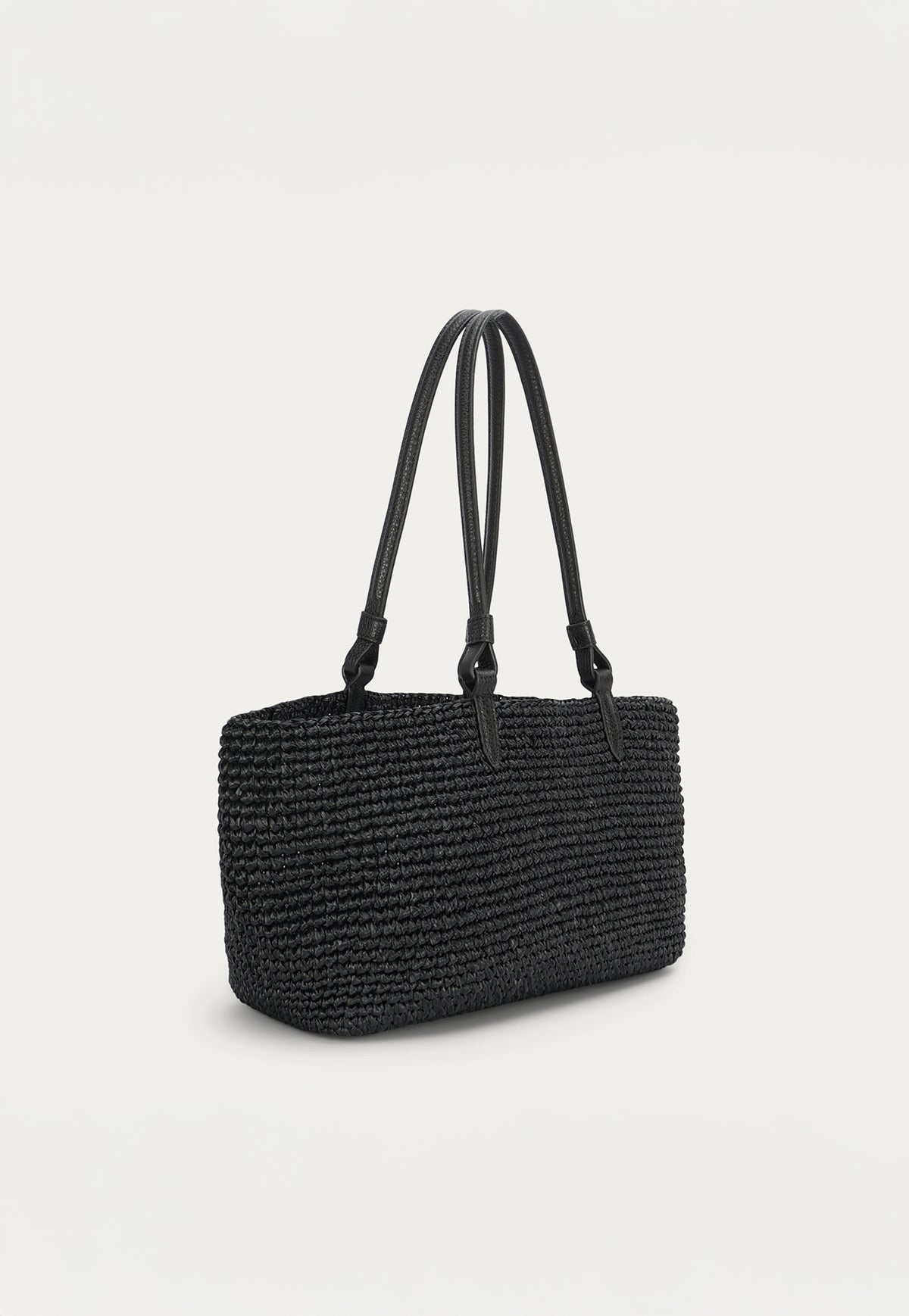 Medium Bandit Tote - Black Raffia/Black