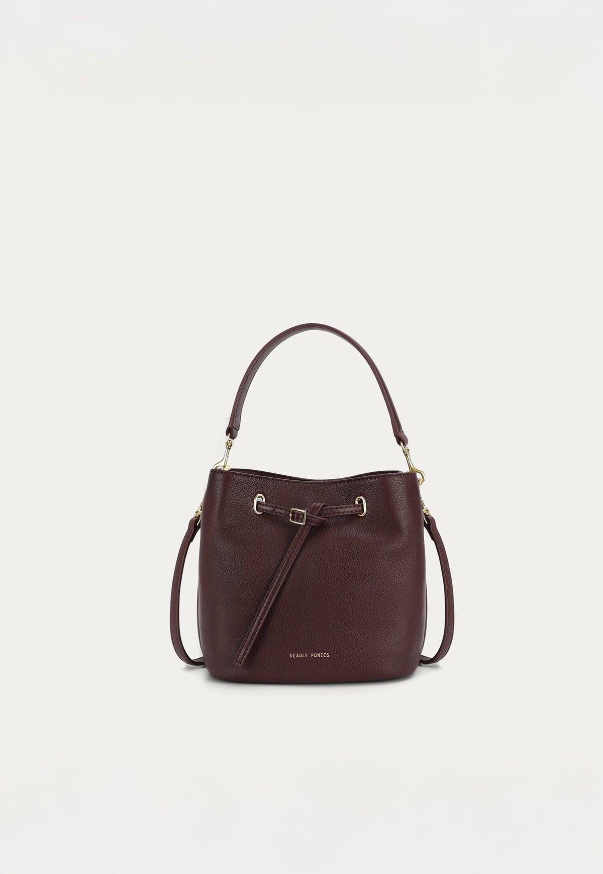 Deadly Ponies Penny Bag in Dark Cherry, crafted from soft calf nappa leather.