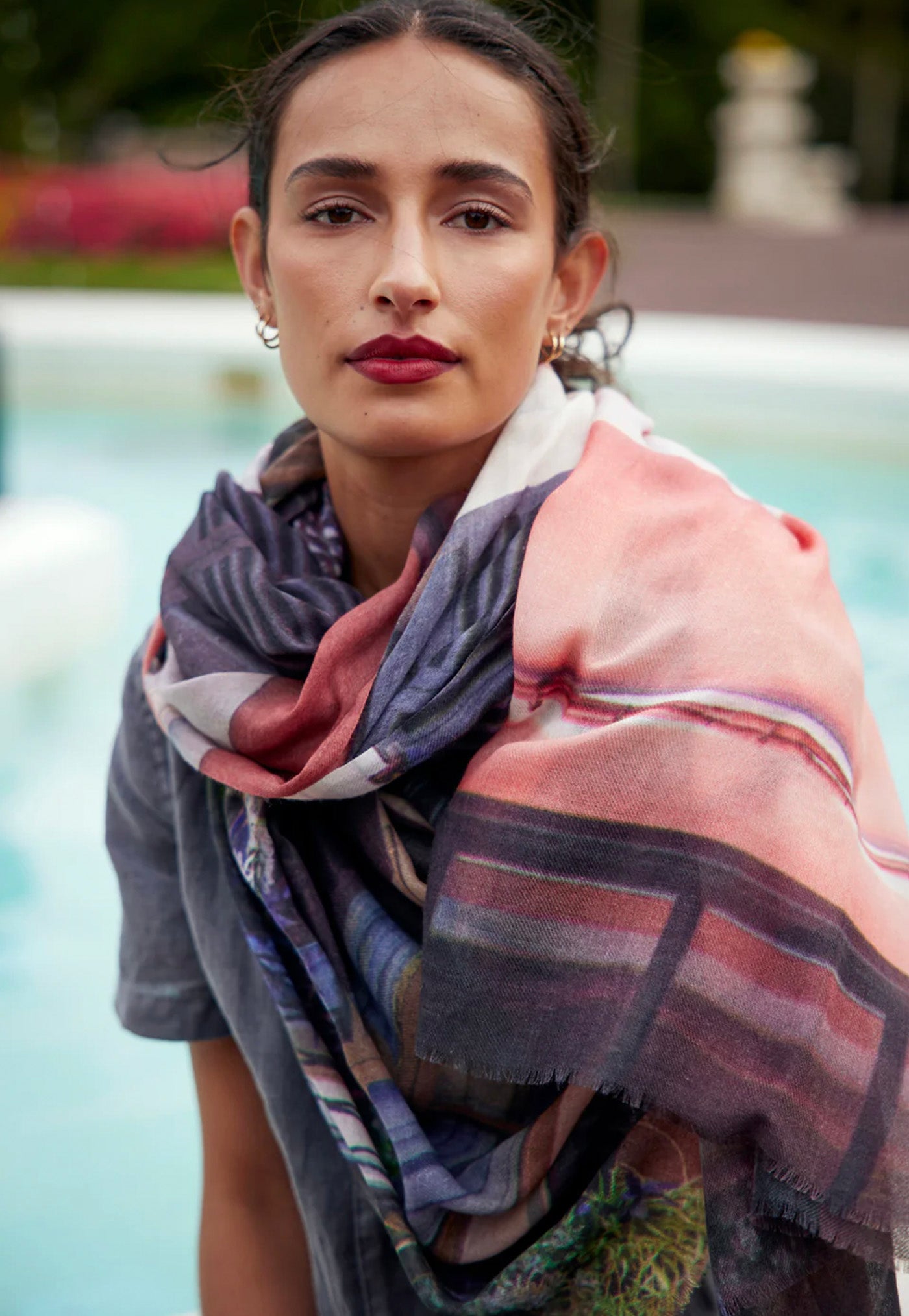 Palma Pink Oversized Wool/Silk Scarf sold by Angel Divine