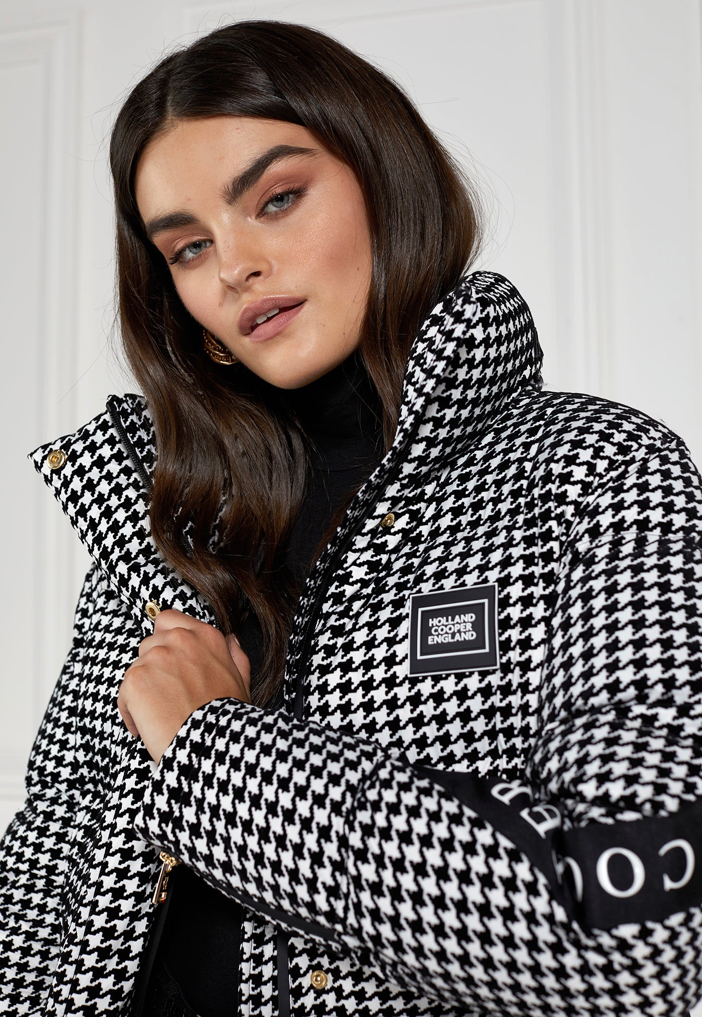 Camden Longline Coat - Houndstooth sold by Angel Divine