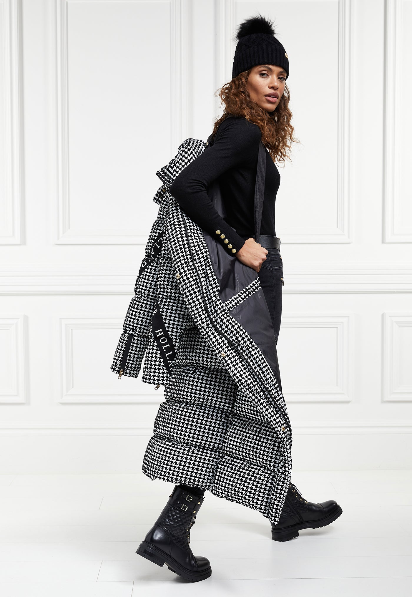 Camden Longline Coat - Houndstooth sold by Angel Divine