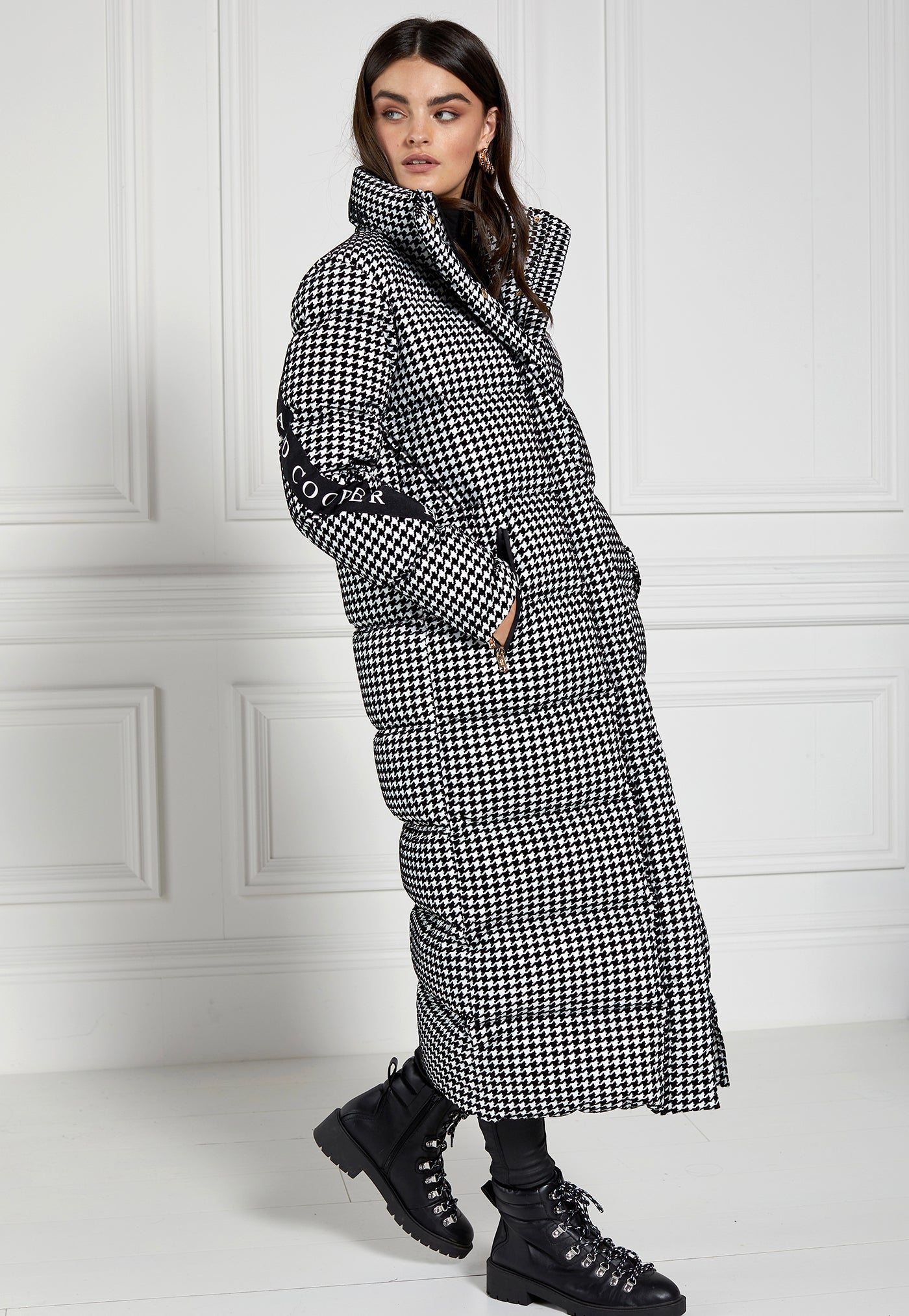 Camden Longline Coat - Houndstooth sold by Angel Divine