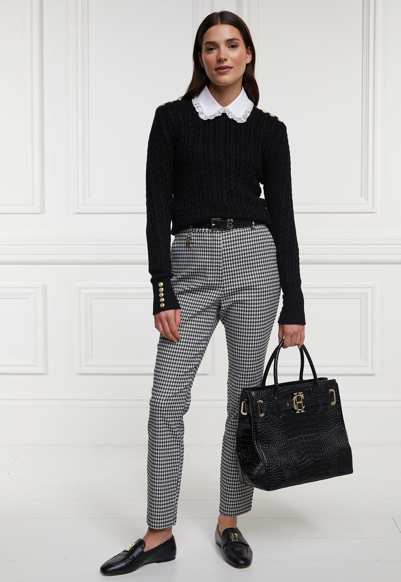 Charlton Trousers - Houndstooth Gold sold by Angel Divine