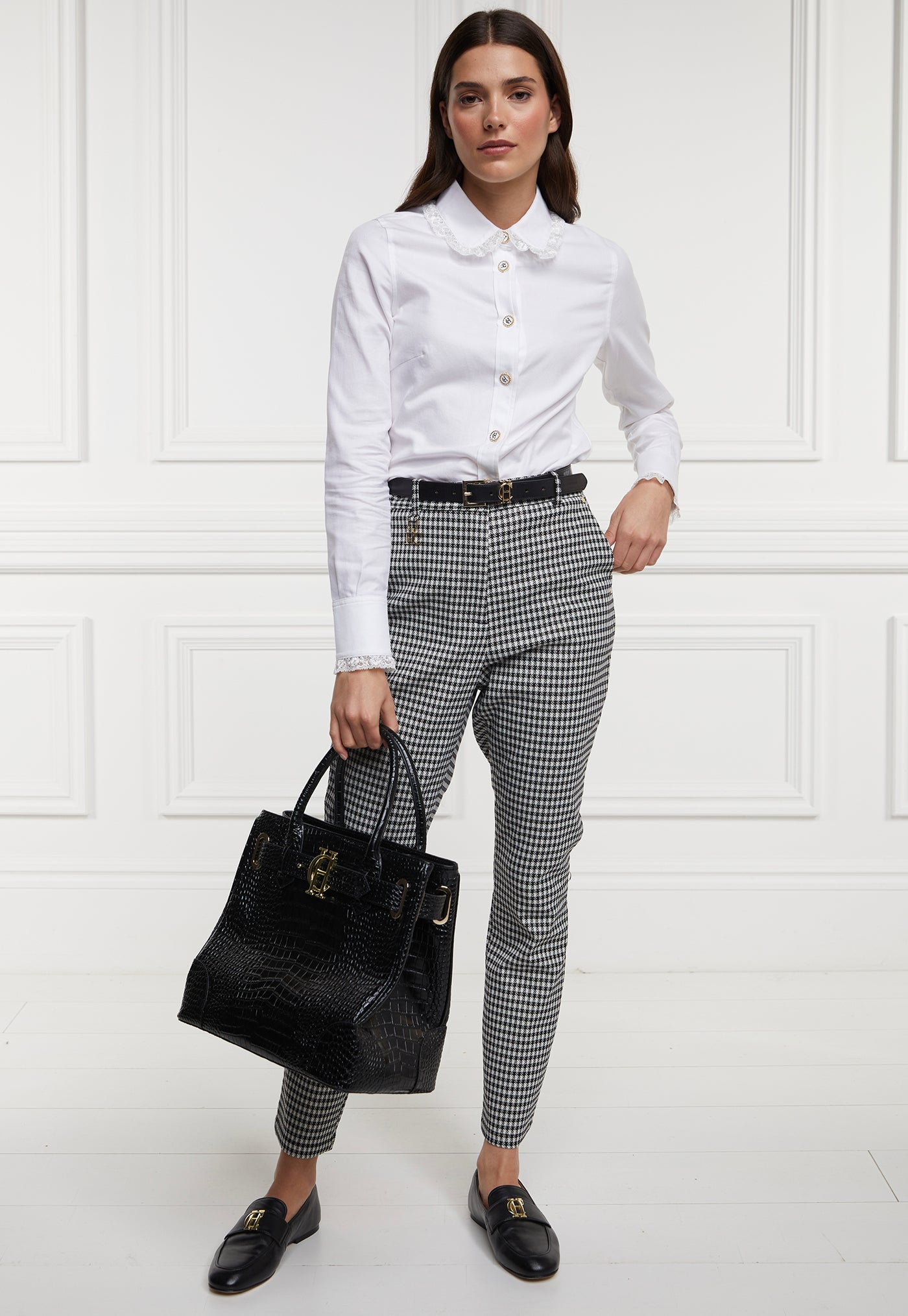 Charlton Trousers - Houndstooth Gold sold by Angel Divine