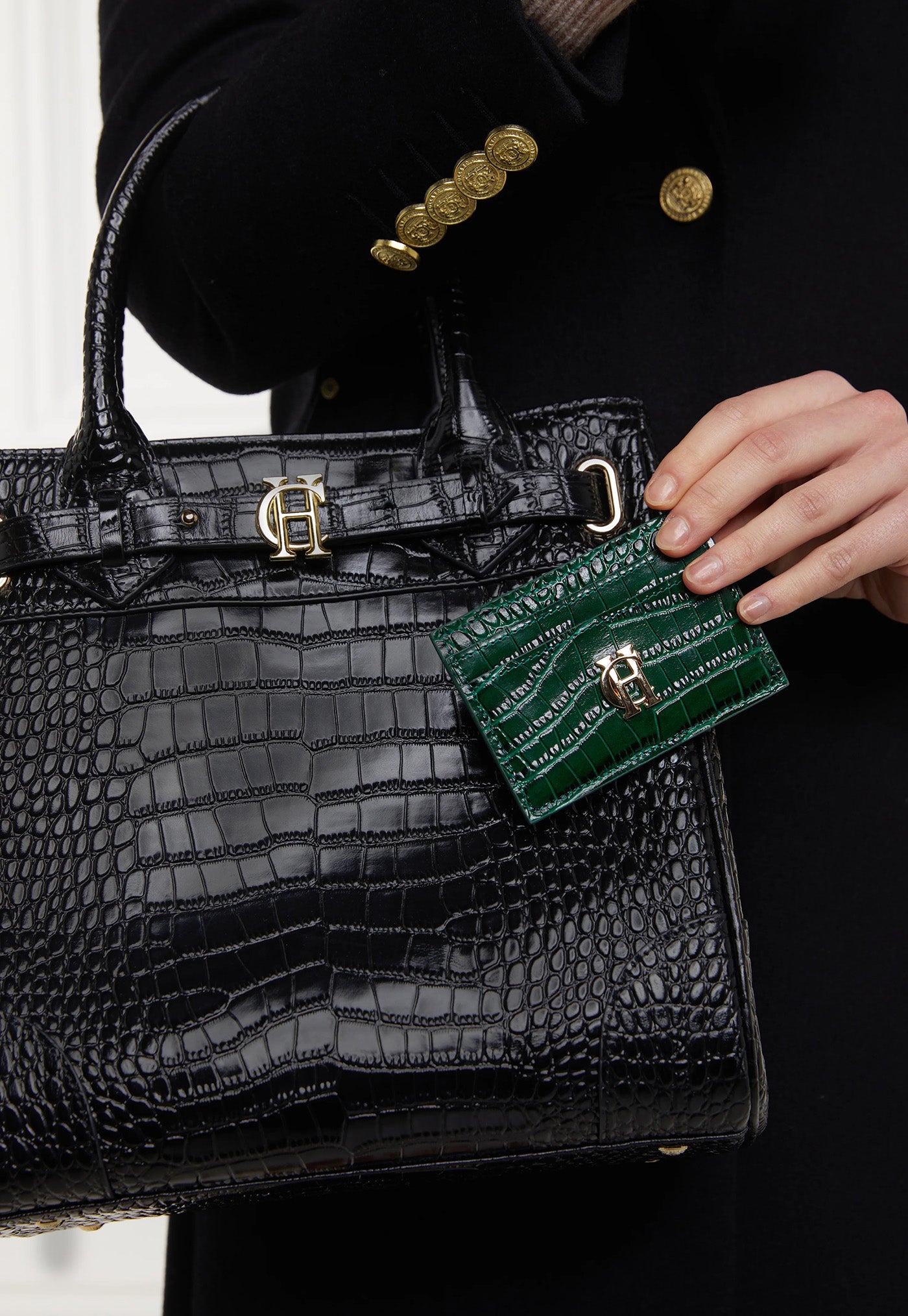 Chelsea Card Holder - Emerald Croc sold by Angel Divine