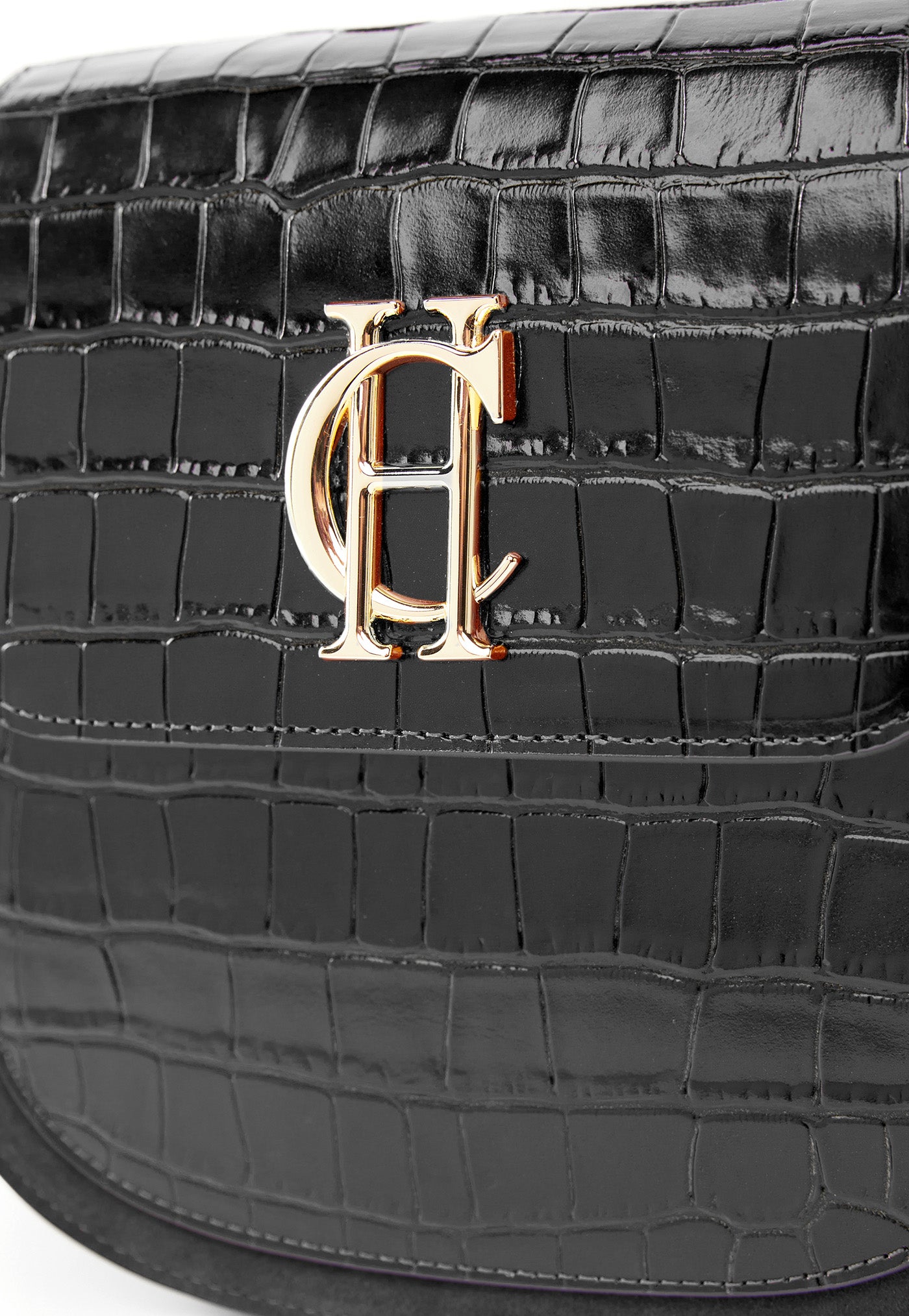 Chelsea Saddle Bag - Black Croc sold by Angel Divine