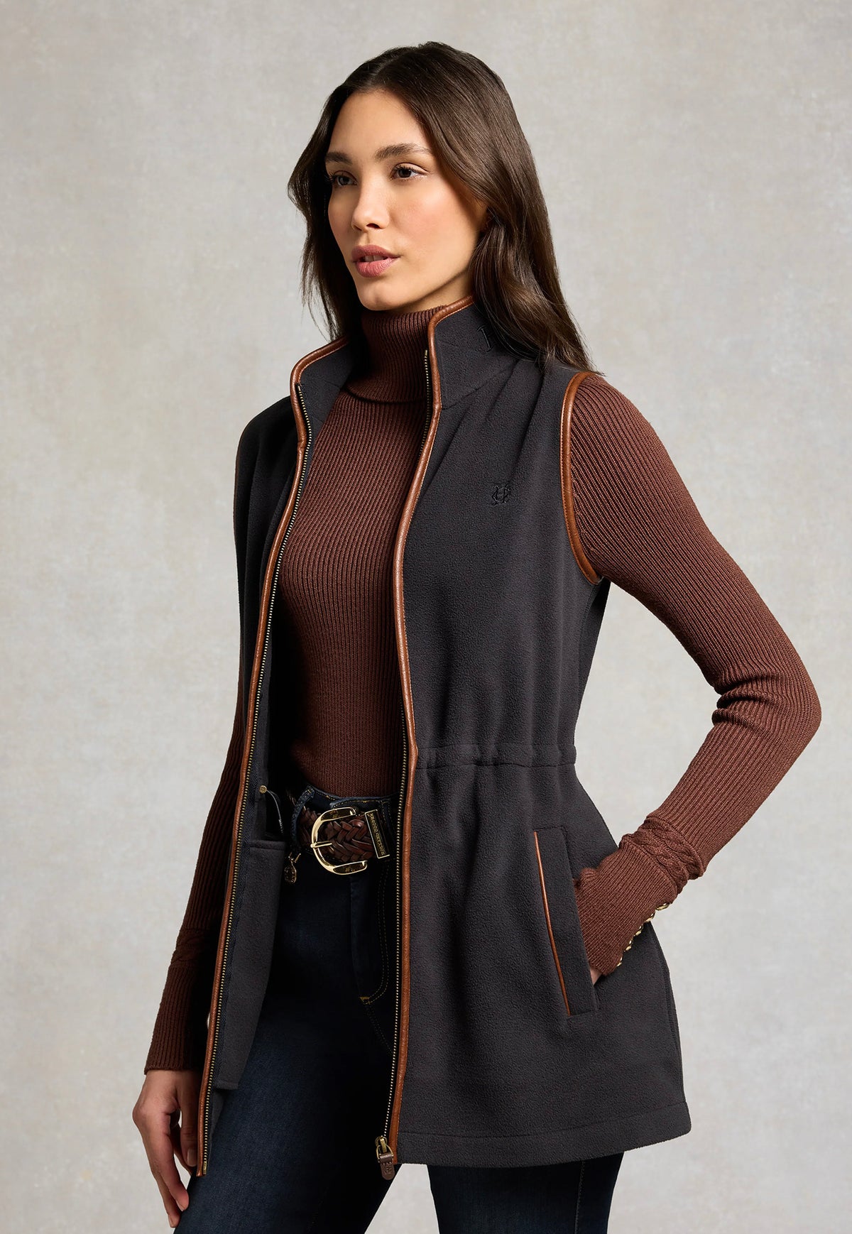 Country Longline Fleece Gilet - Ink Navy