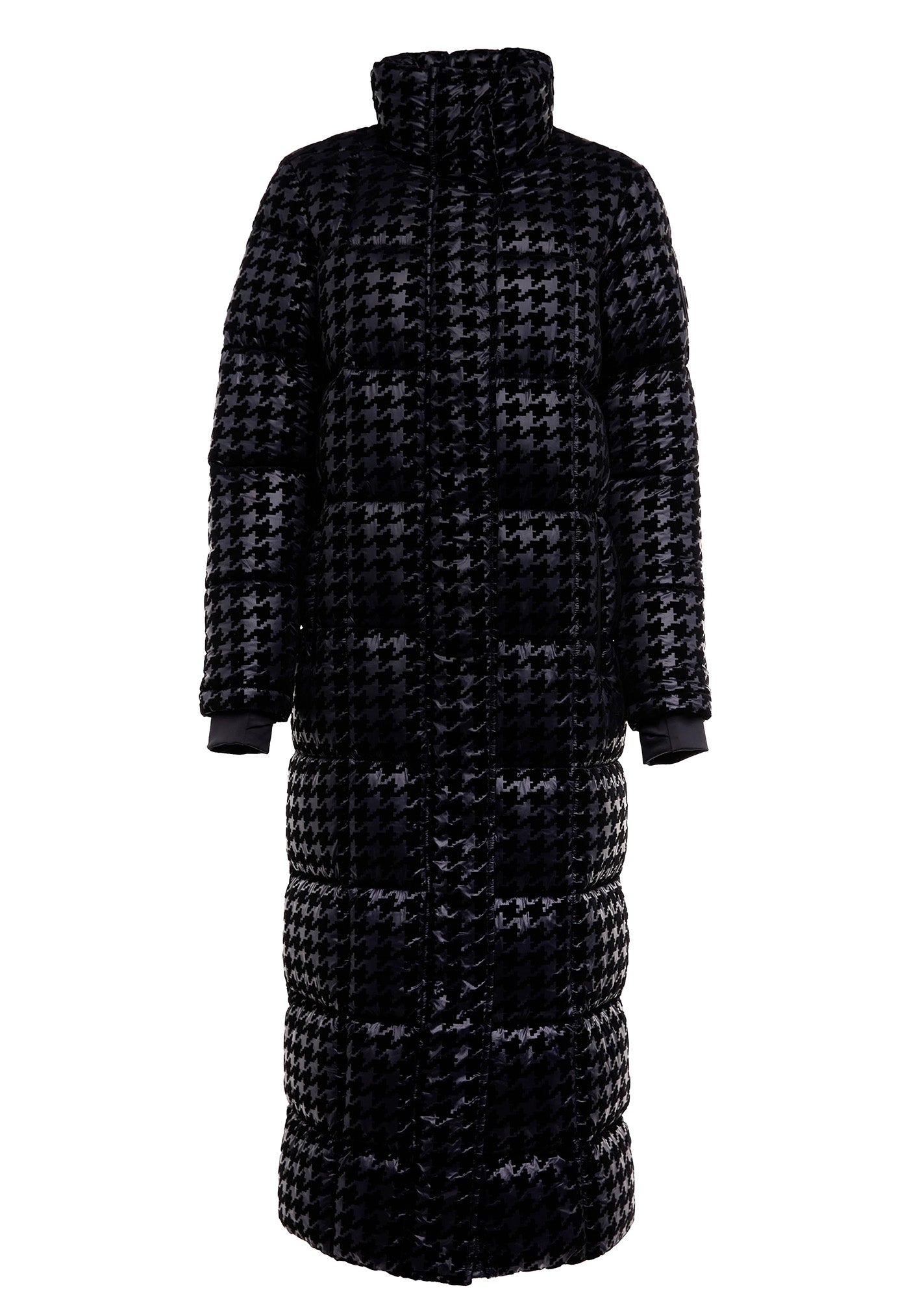 Crawford Longline Coat - Mono Houndstooth sold by Angel Divine