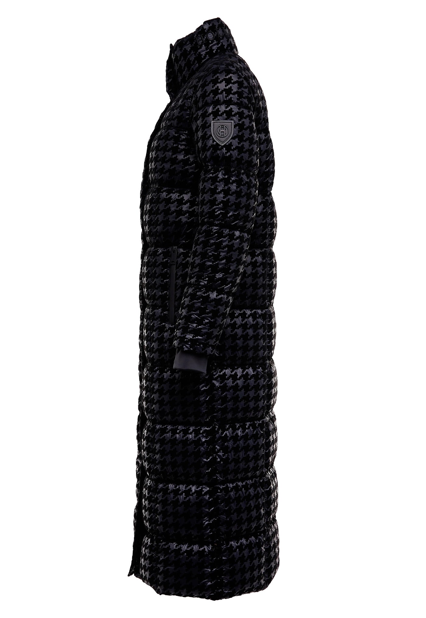 Crawford Longline Coat - Mono Houndstooth sold by Angel Divine