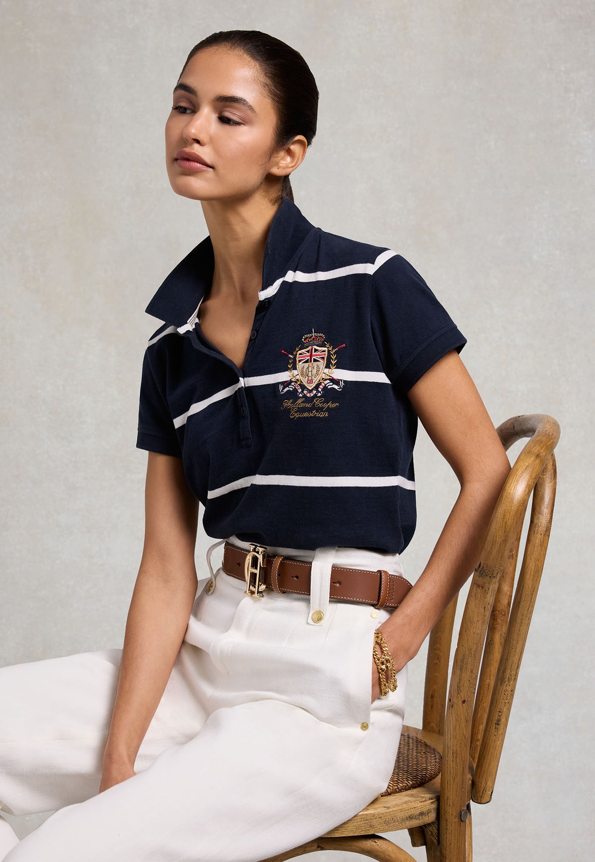 Heritage Short Sleeve Stripe Polo Shirt - Ink Navy
