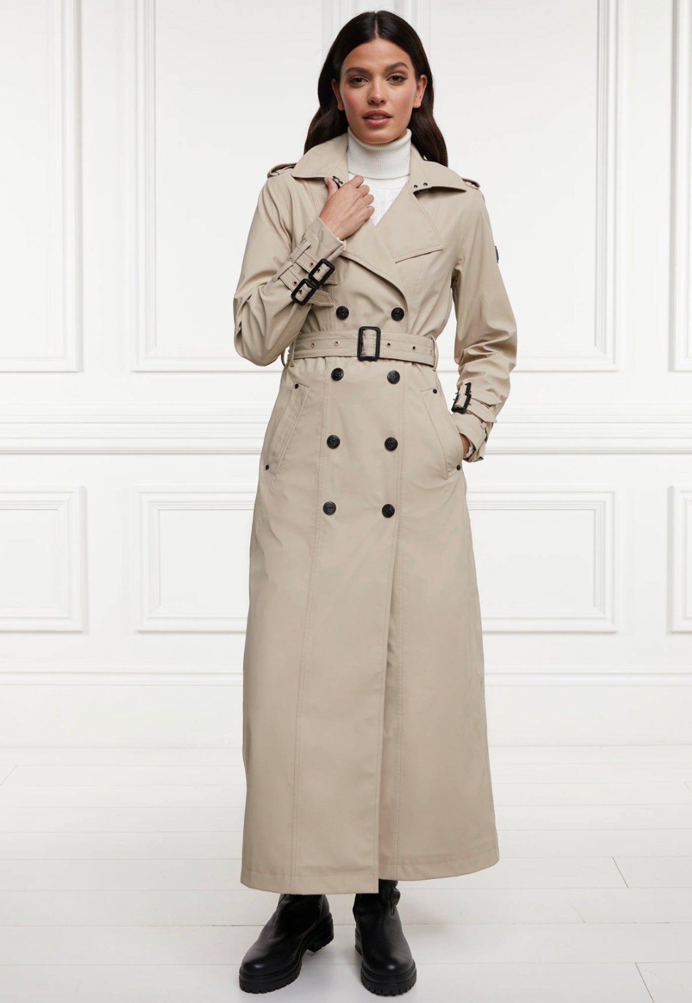 Kendall Waterproof Full Length Trench Coat - Stone sold by Angel Divine