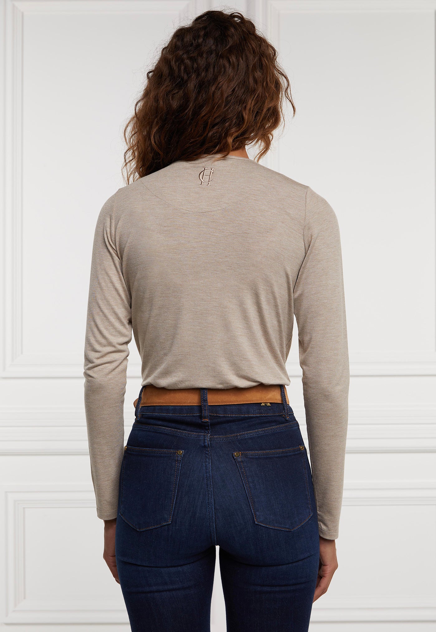 Long Sleeve V Neck Tee - Oatmeal sold by Angel Divine