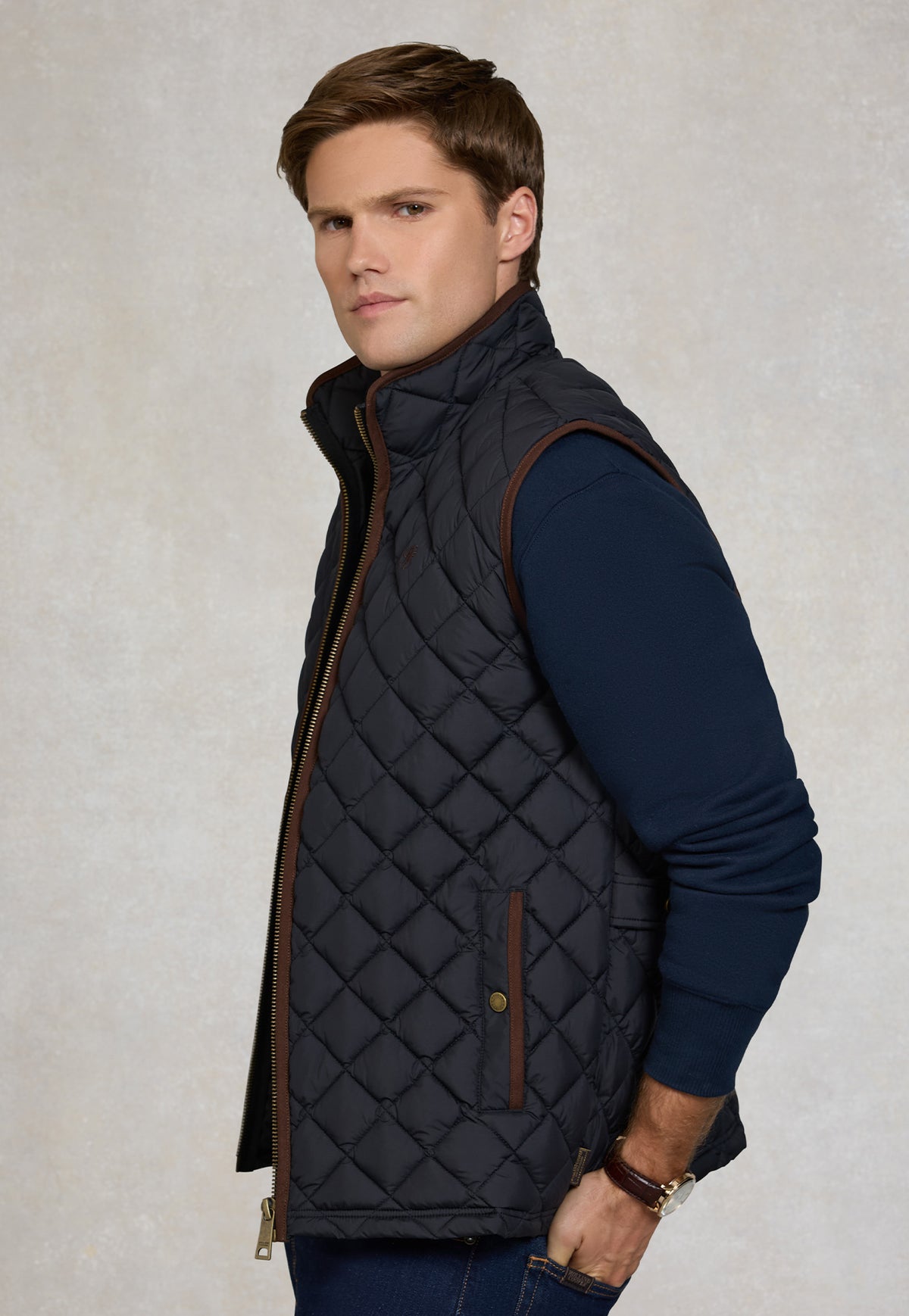 Men's Country Quilted Gilet - Ink Navy