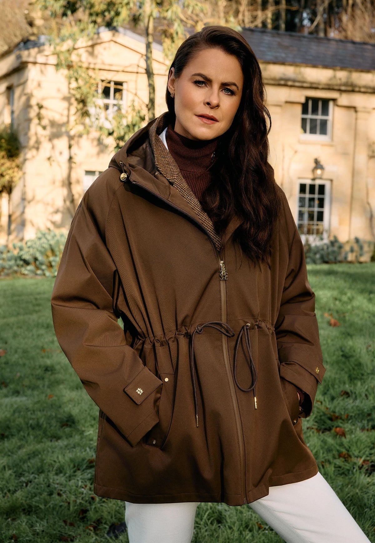 One-Size Lightweight Waterproof Parka - Chestnut