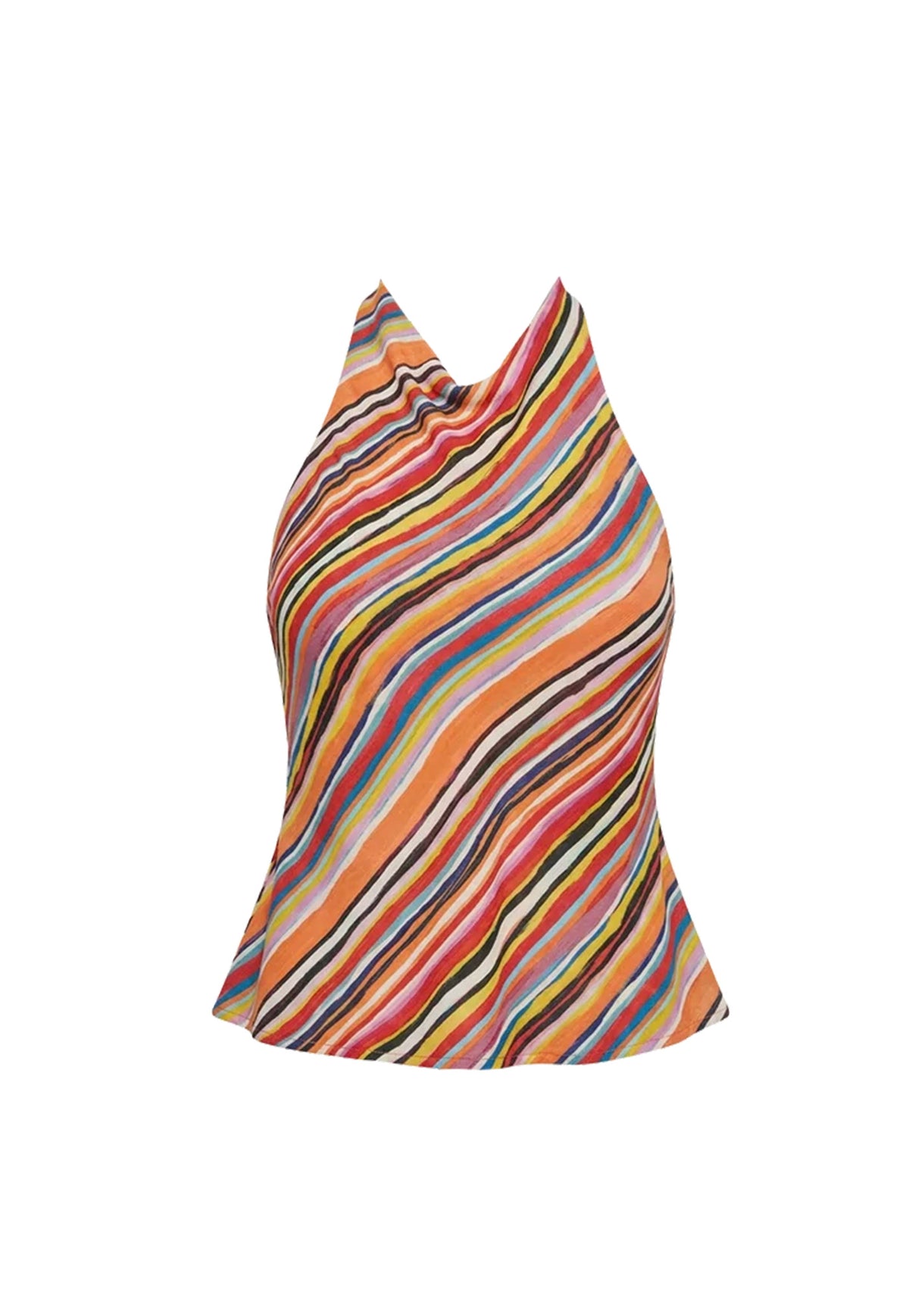 Madrid Halter Top - Liquorice Stripe