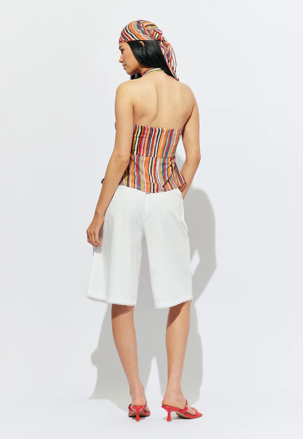 Madrid Halter Top - Liquorice Stripe