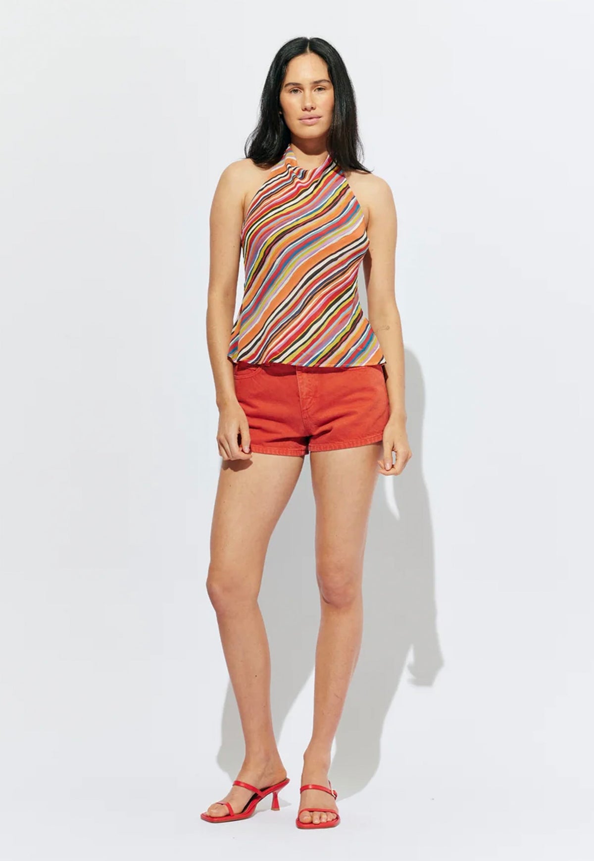 Madrid Halter Top - Liquorice Stripe