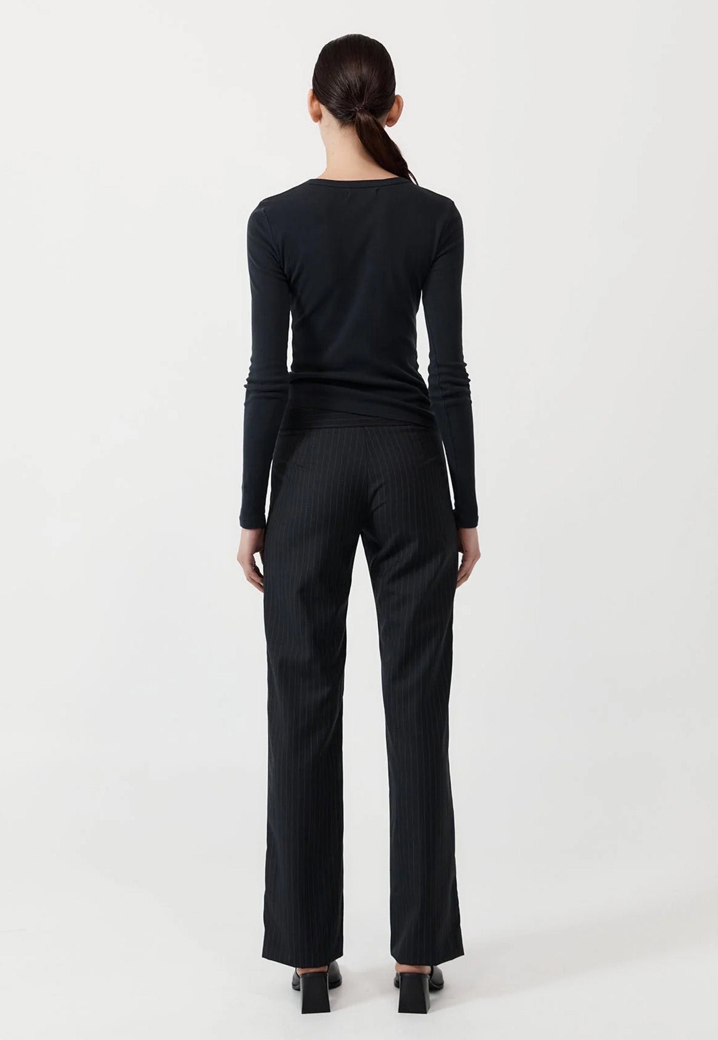 Deconstructed Pinstripe Trousers - Black sold by Angel Divine