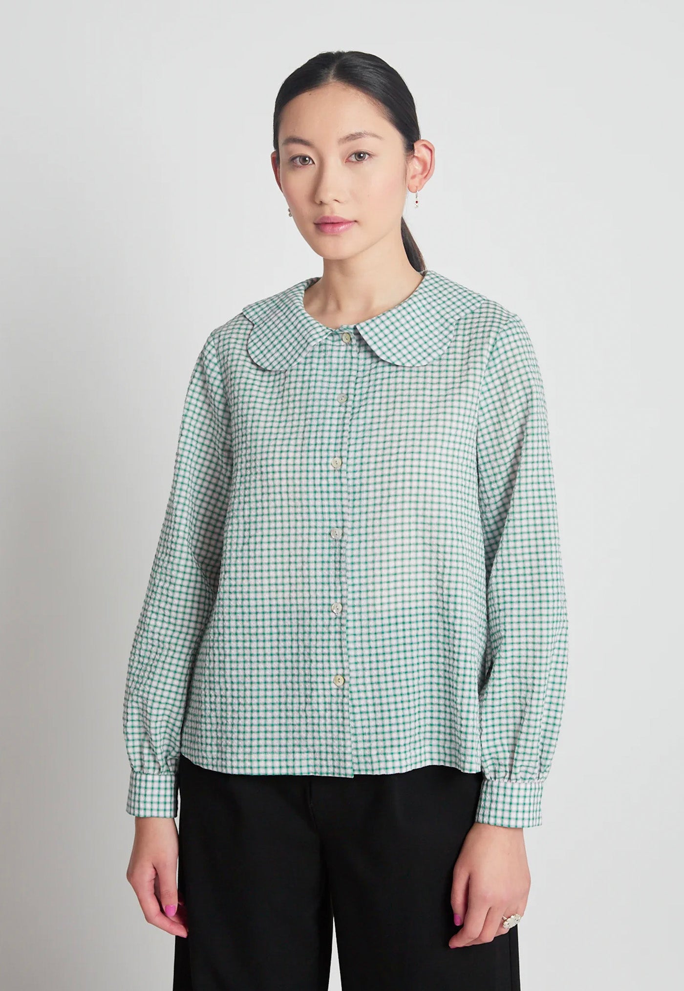 Lovecraft Shirt - Green Gingham sold by Angel Divine