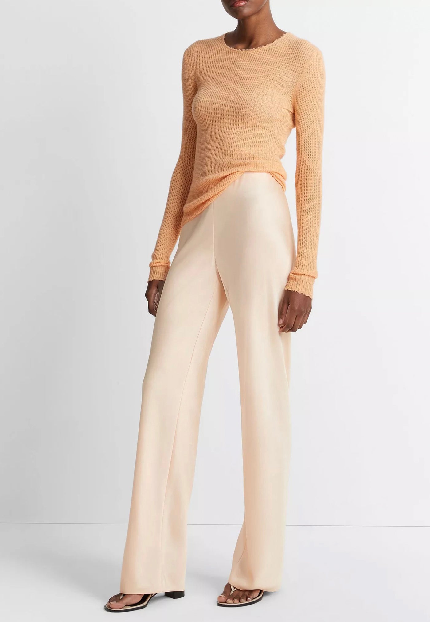 High Waist Satin Pant - Cantaloupe sold by Angel Divine