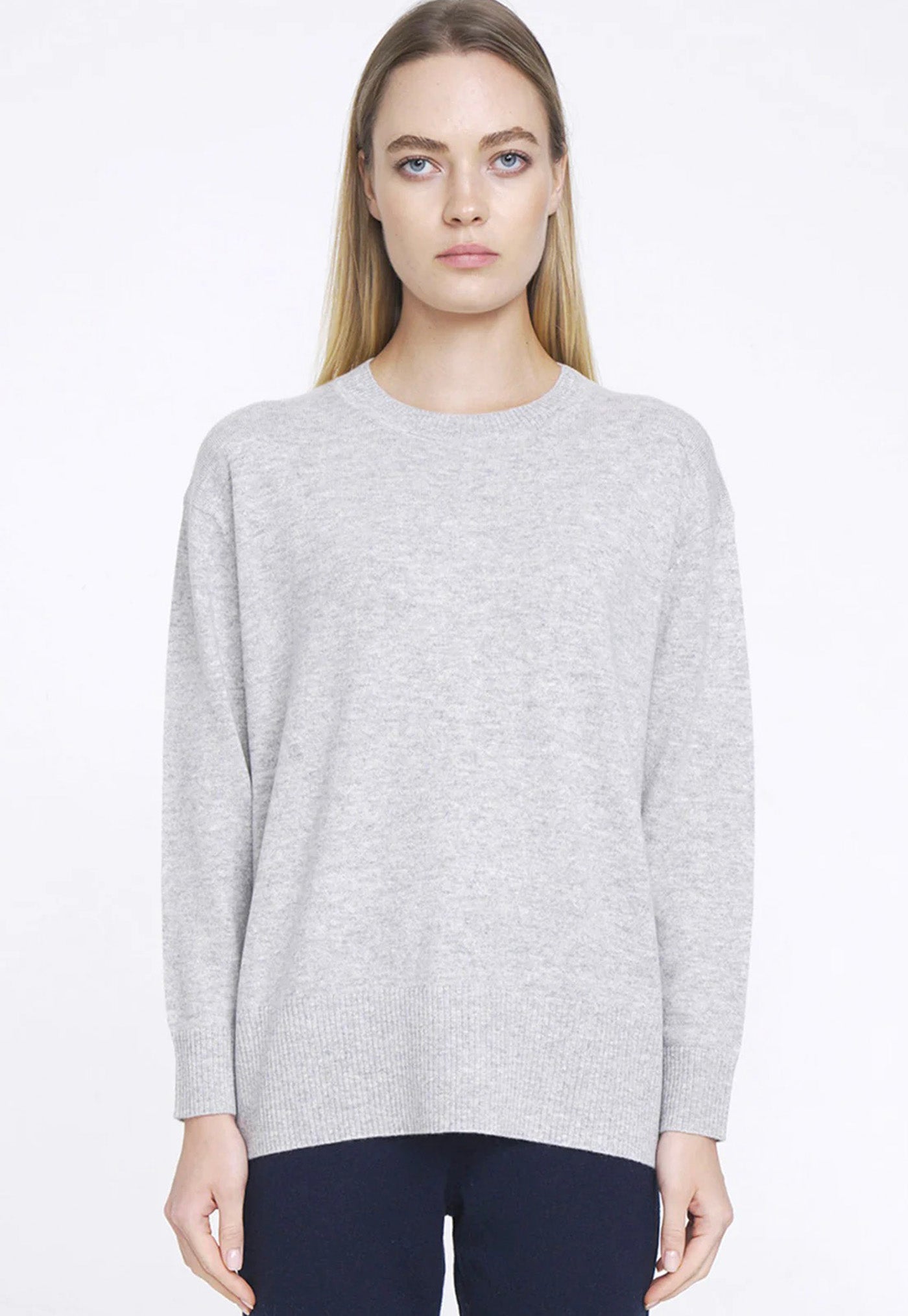 N.39 100% Cashmere High Low Hem Crew - Polar Grey sold by Angel Divine