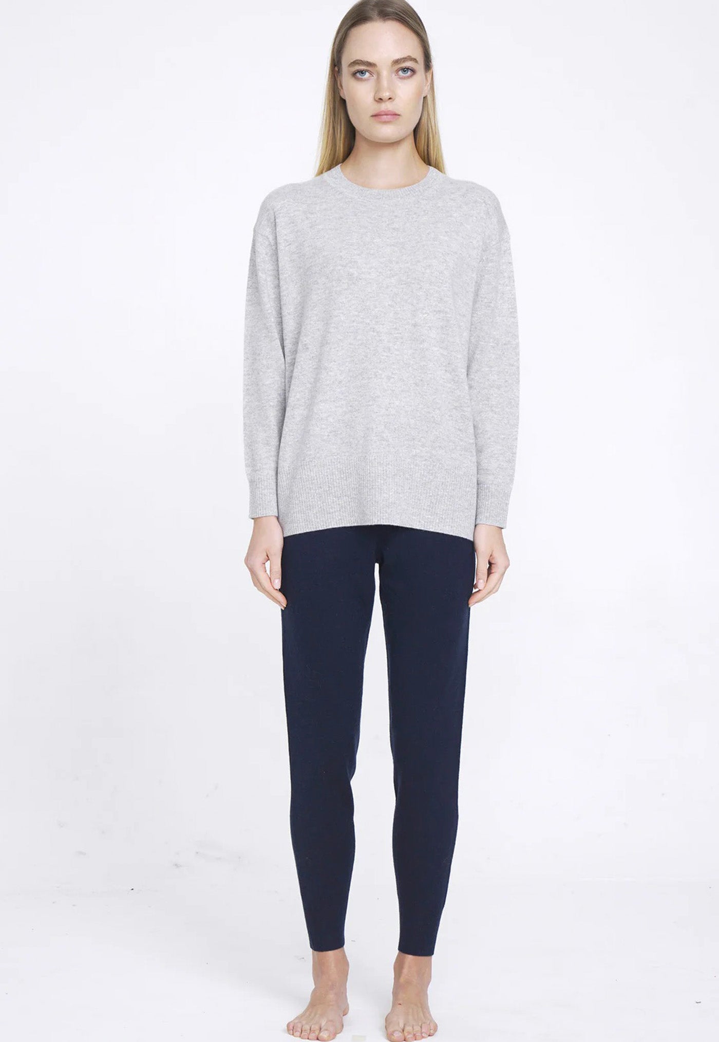 N.39 100% Cashmere High Low Hem Crew - Polar Grey sold by Angel Divine