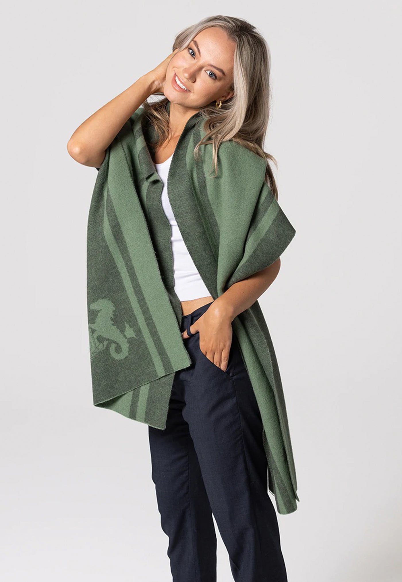 The Williams Wool Scarf - Green sold by Angel Divine