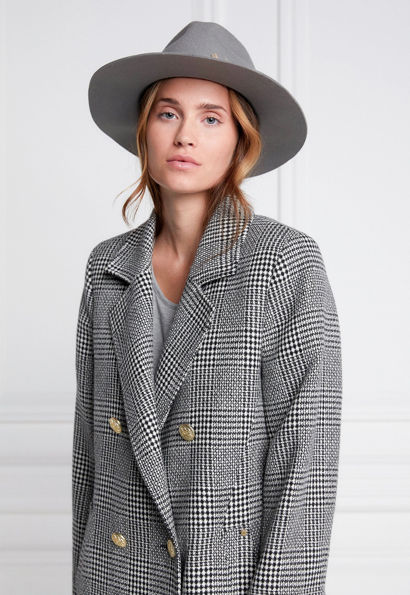 Double Breasted Coat - Prince of Wales Mono sold by Angel Divine