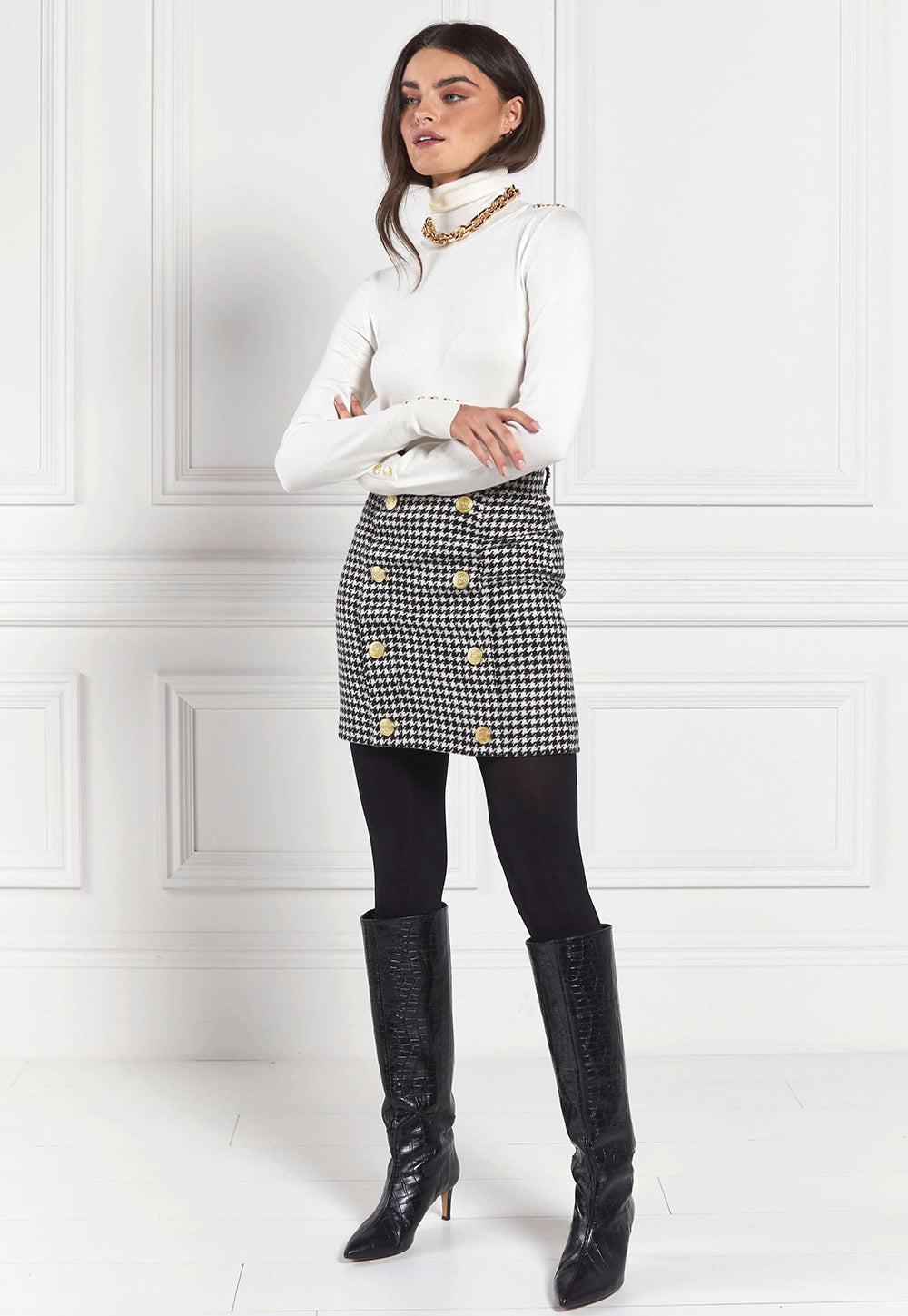Knightsbridge Skirt - Houndstooth sold by Angel Divine