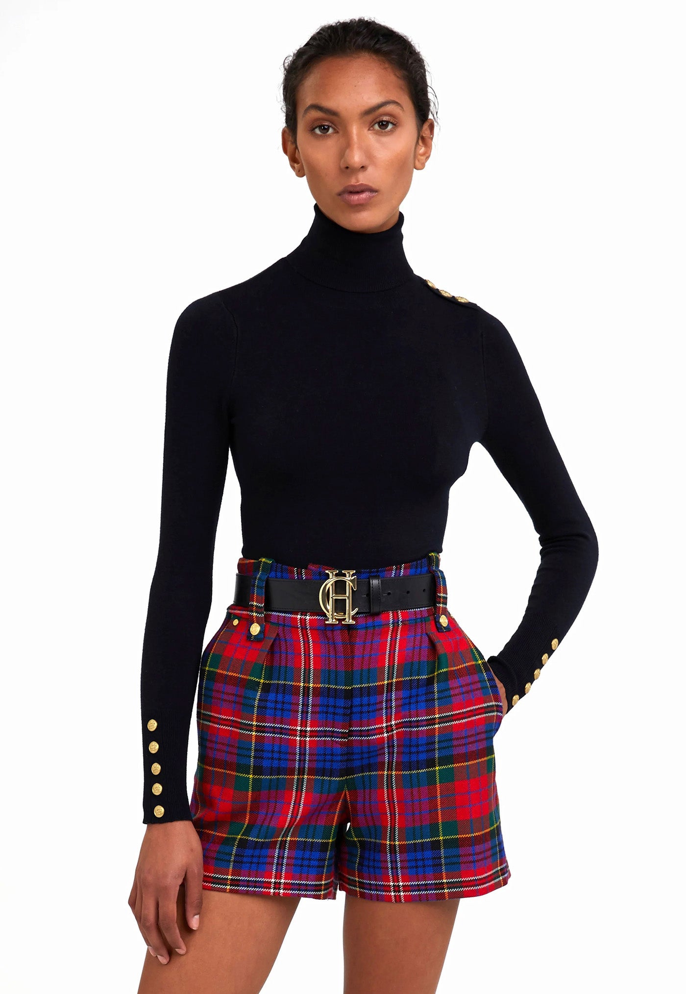 Luxe Tailored Short -Macpherson Tartan sold by Angel Divine