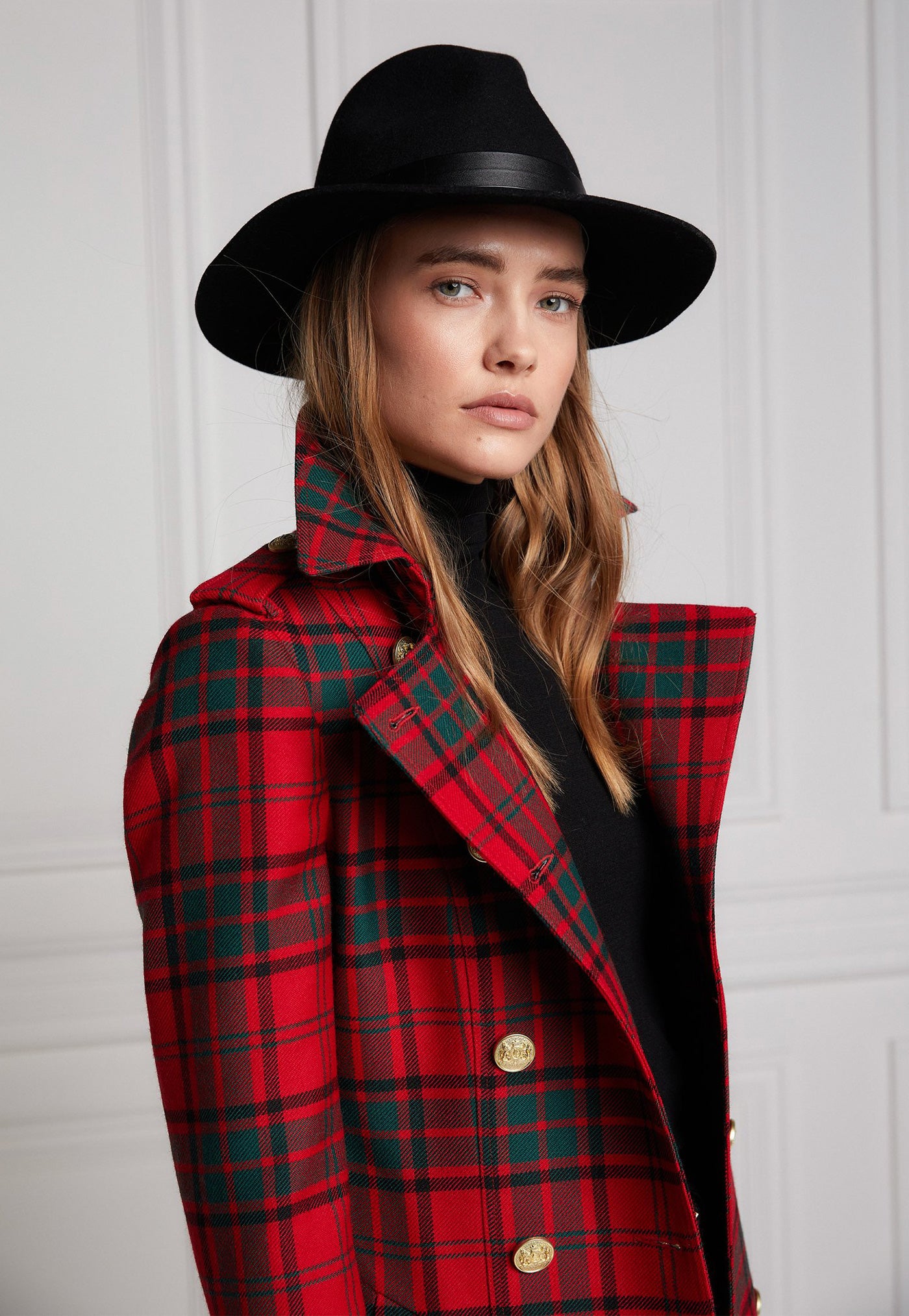 Marlborough Trench Coat Full Length - Red Tartan sold by Angel Divine