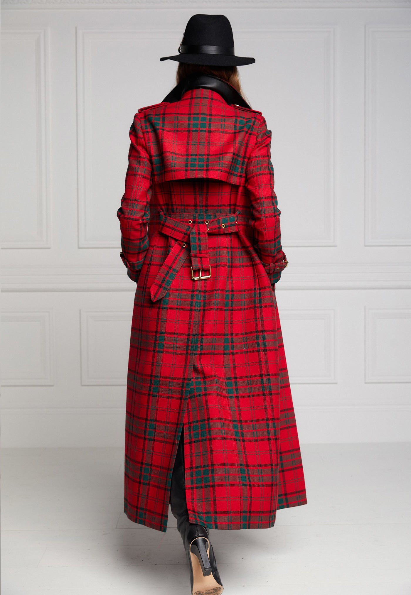 Marlborough Trench Coat Full Length - Red Tartan sold by Angel Divine