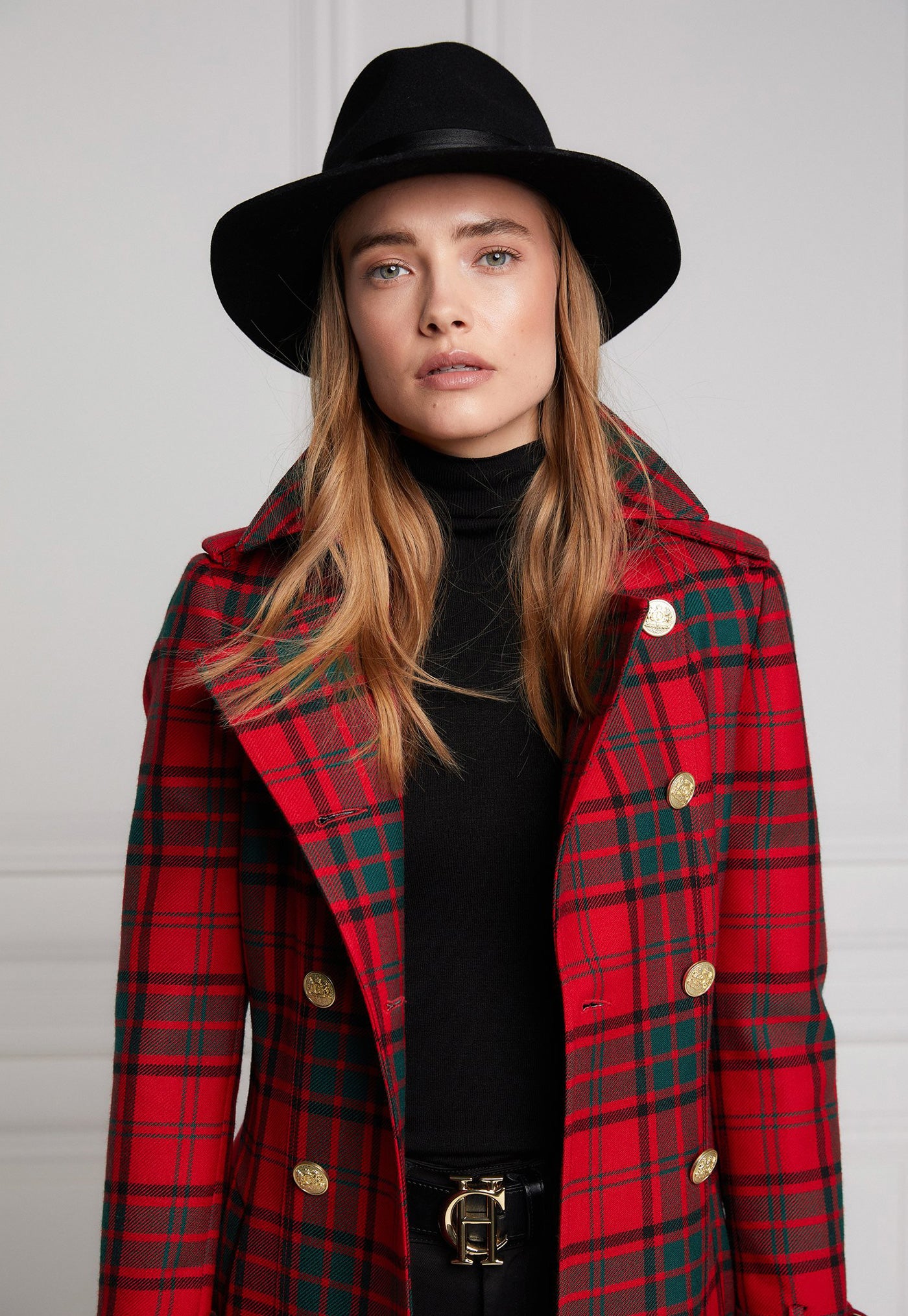 Marlborough Trench Coat Full Length - Red Tartan sold by Angel Divine