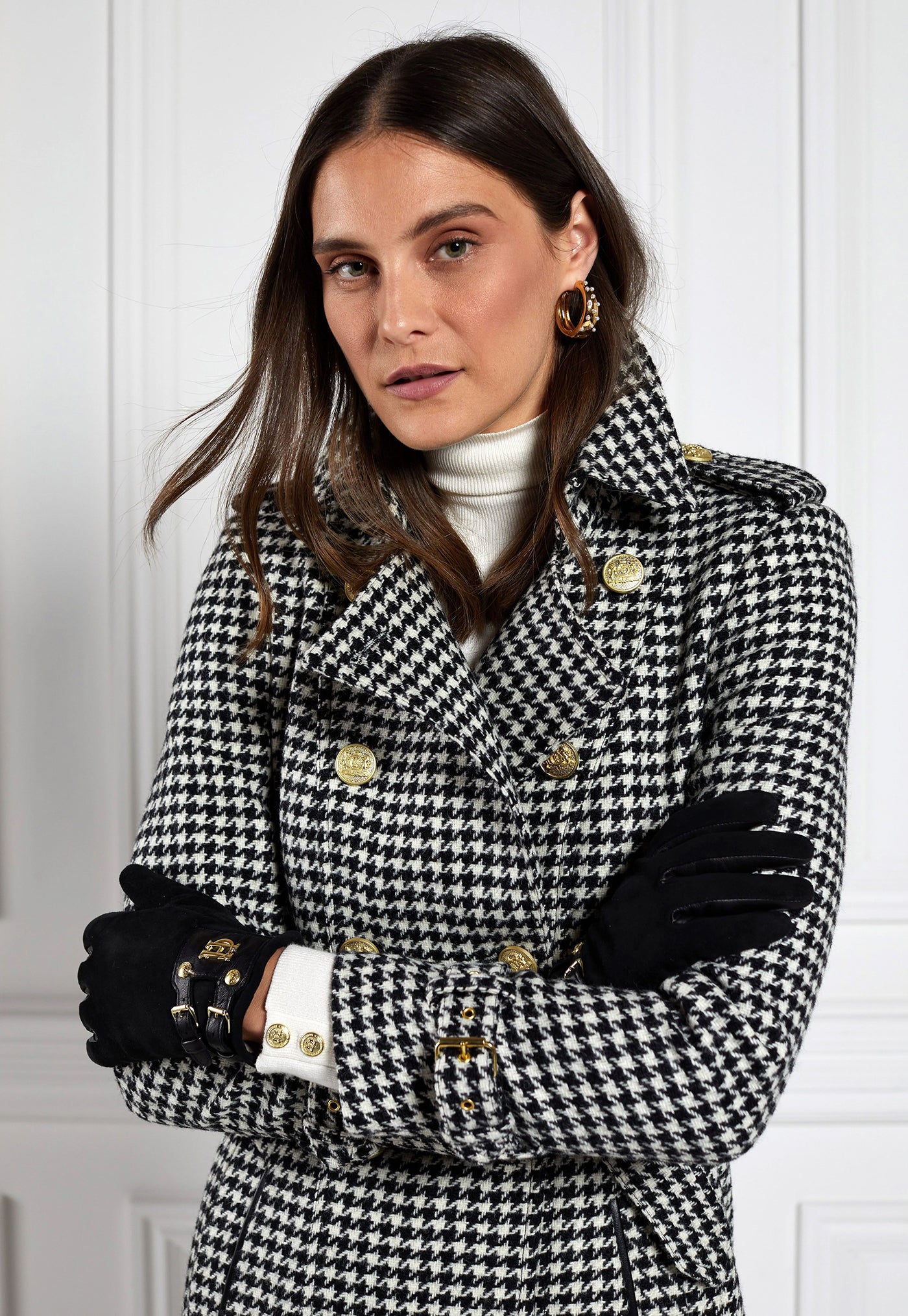 Marlborough Trench Coat Full Length - Houndstooth sold by Angel Divine