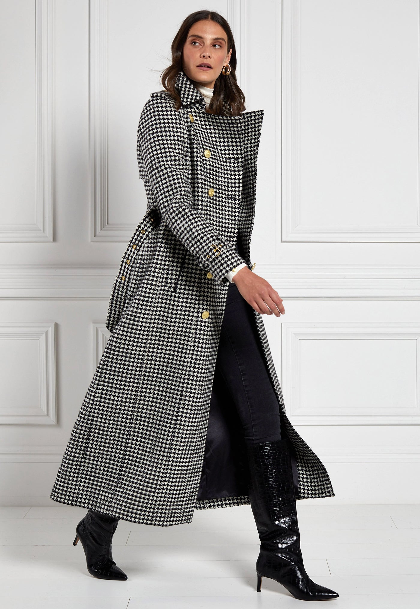 Marlborough Trench Coat Full Length - Houndstooth sold by Angel Divine