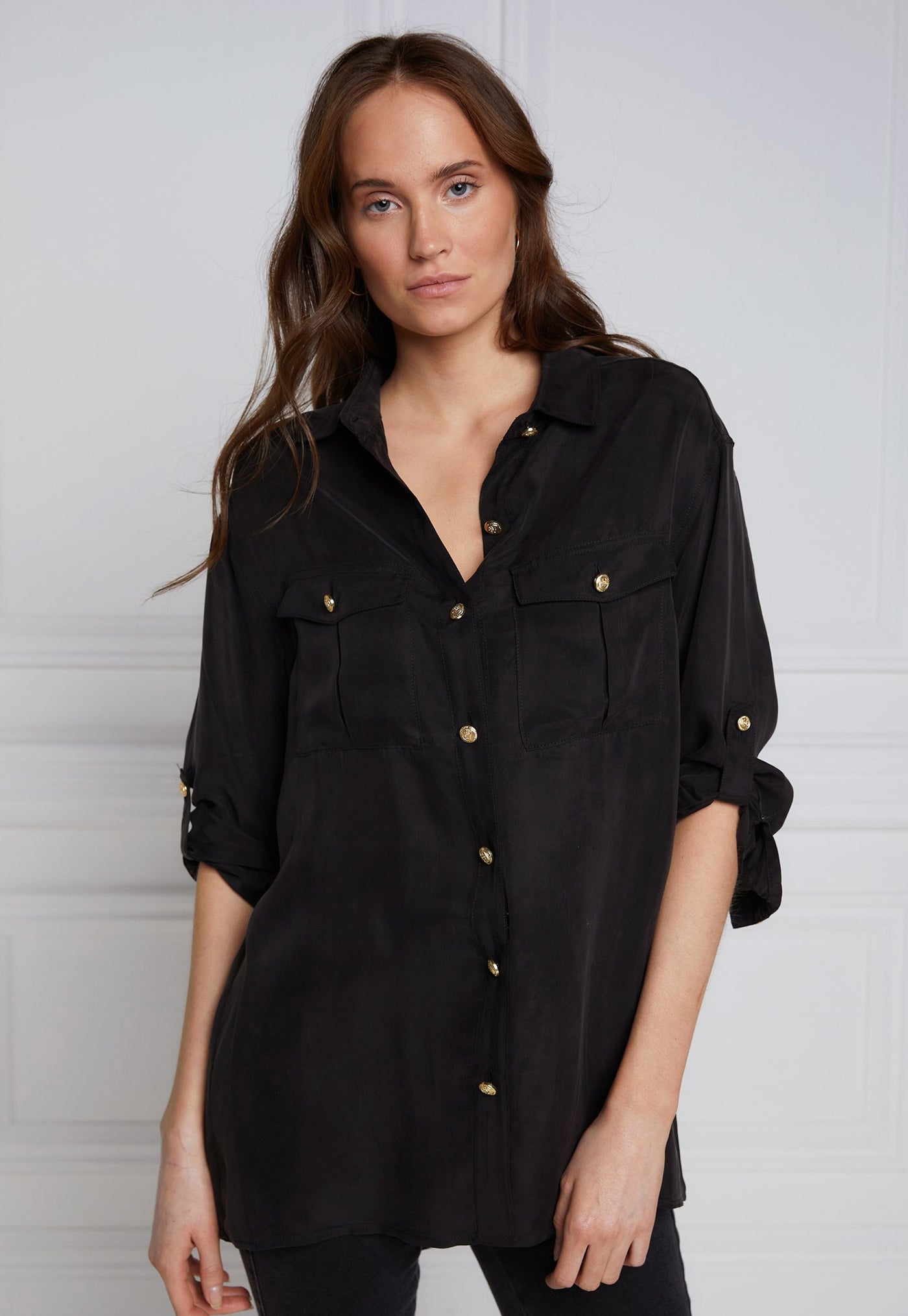 Relaxed Fit Military Shirt - Black sold by Angel Divine