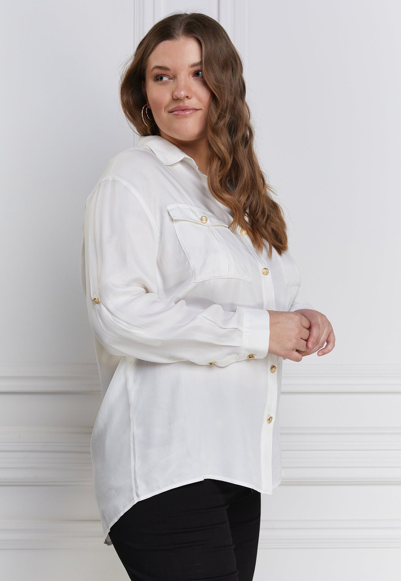 Relaxed Fit Military Shirt - Cream sold by Angel Divine