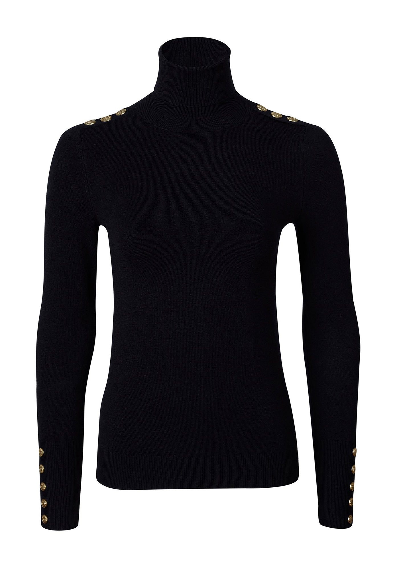 Buttoned Knit Roll Neck - Black sold by Angel Divine