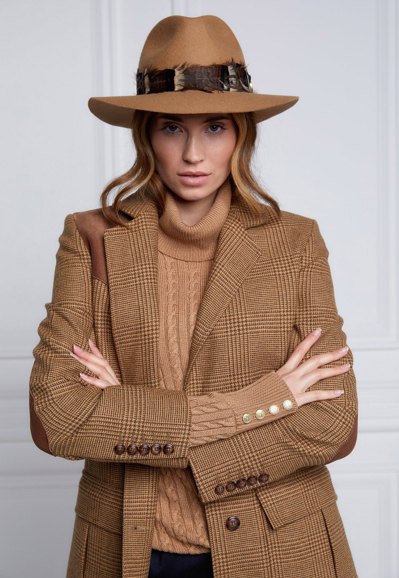 Trilby Hat Iridescent Feather Band - Camel sold by Angel Divine