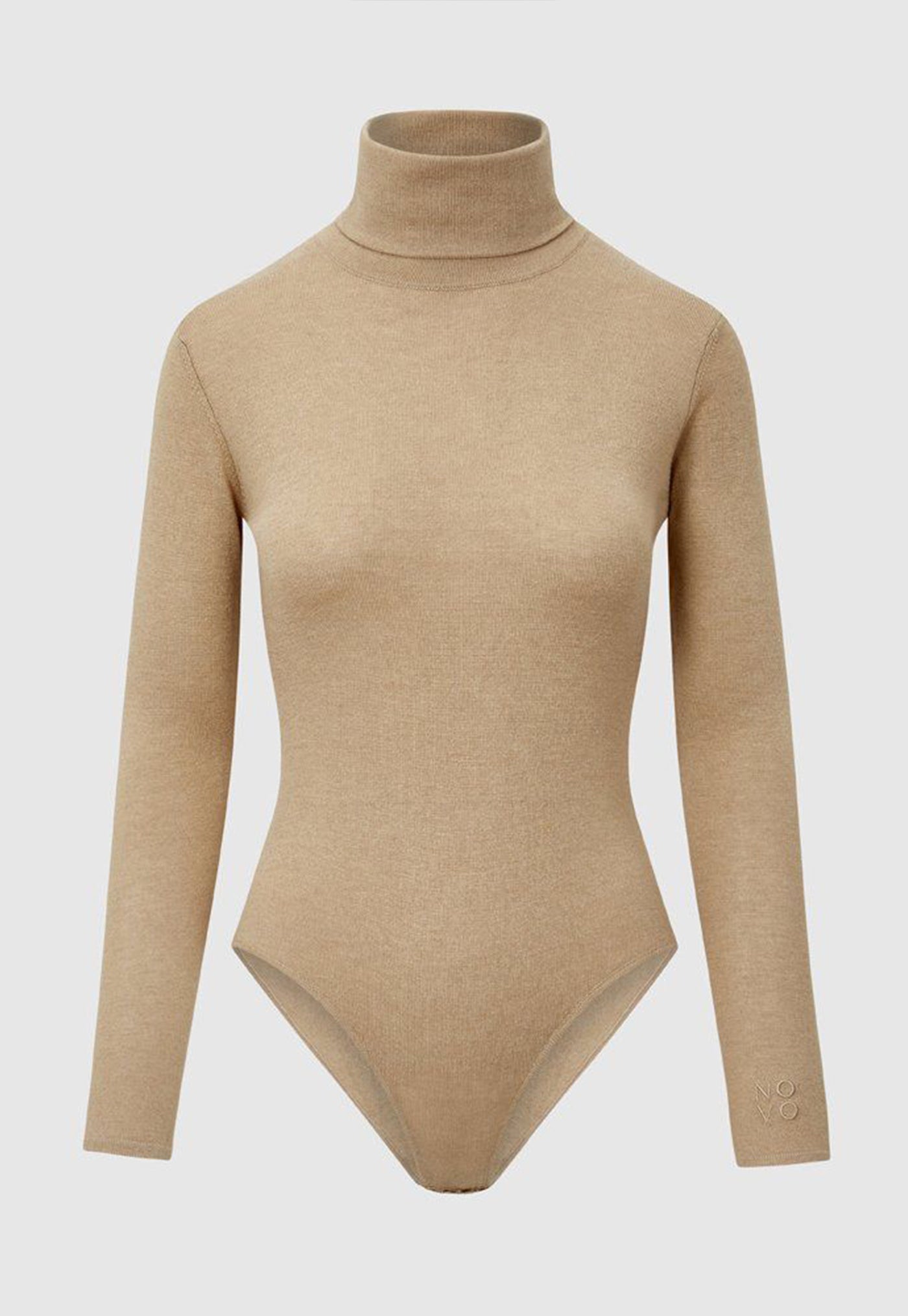 Silk Turtleneck Bodysuit - Camel sold by Angel Divine