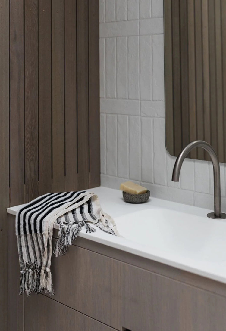 Organic Hand Towel - Black Stripe sold by Angel Divine