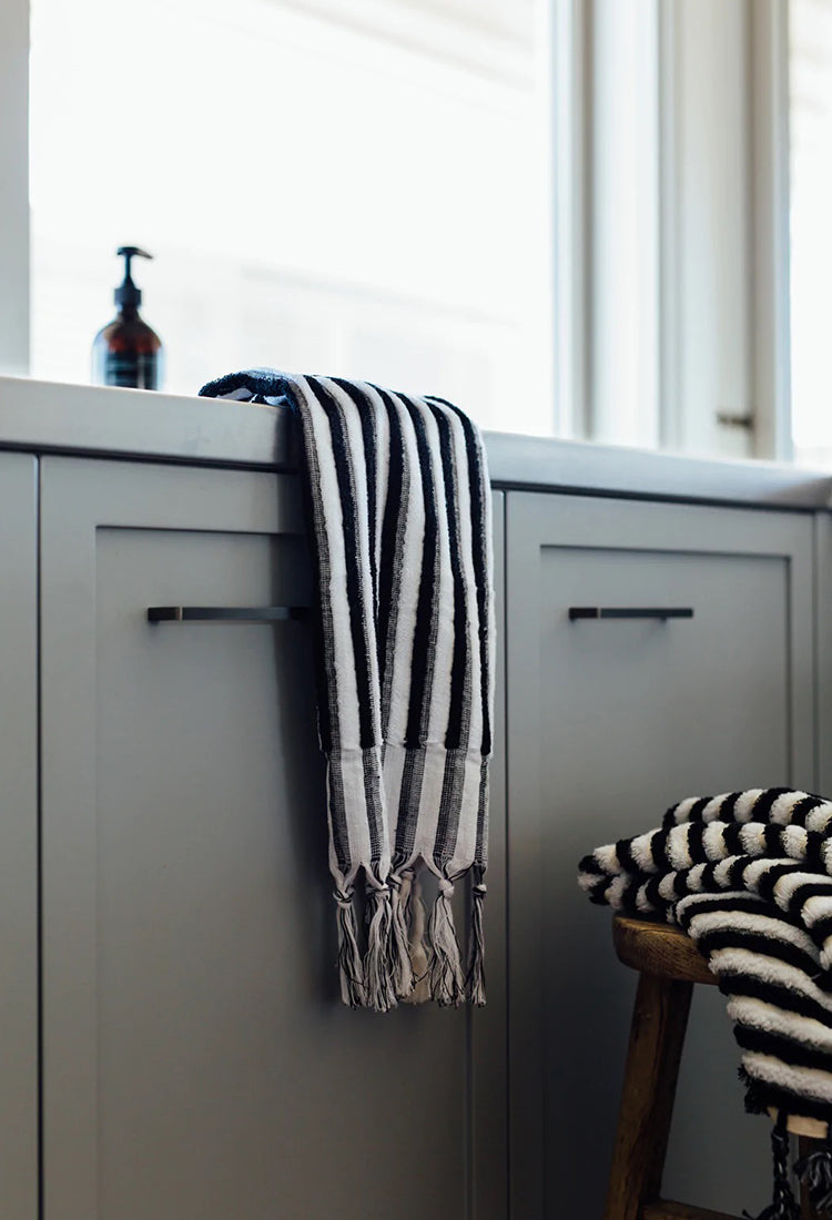 Organic Hand Towel - Black Stripe sold by Angel Divine