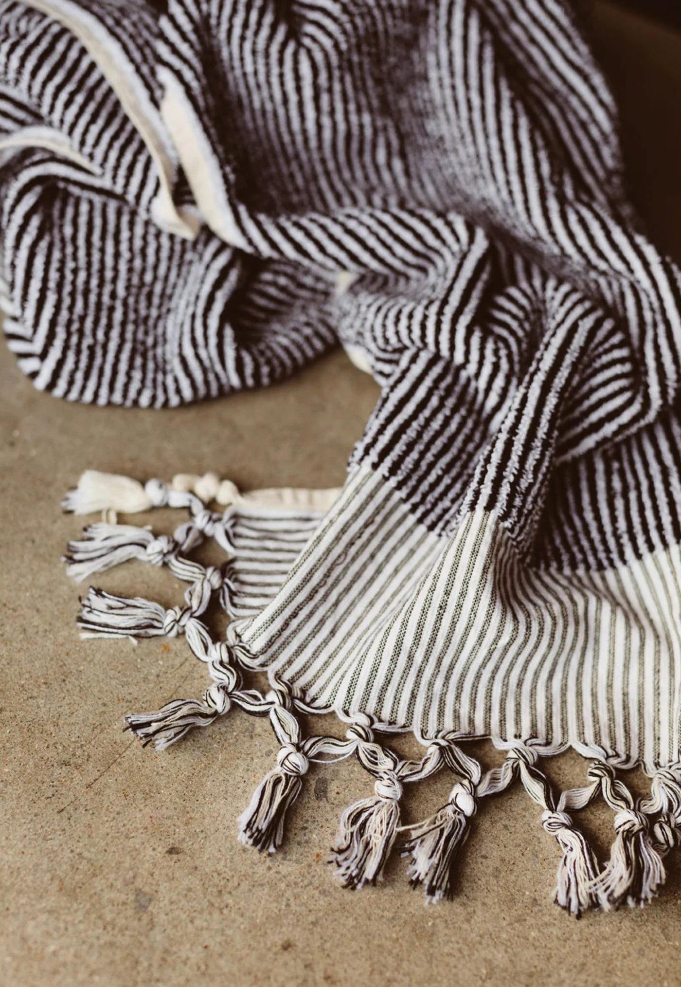 Milan Organic Bath Towel - Black Stripe sold by Angel Divine